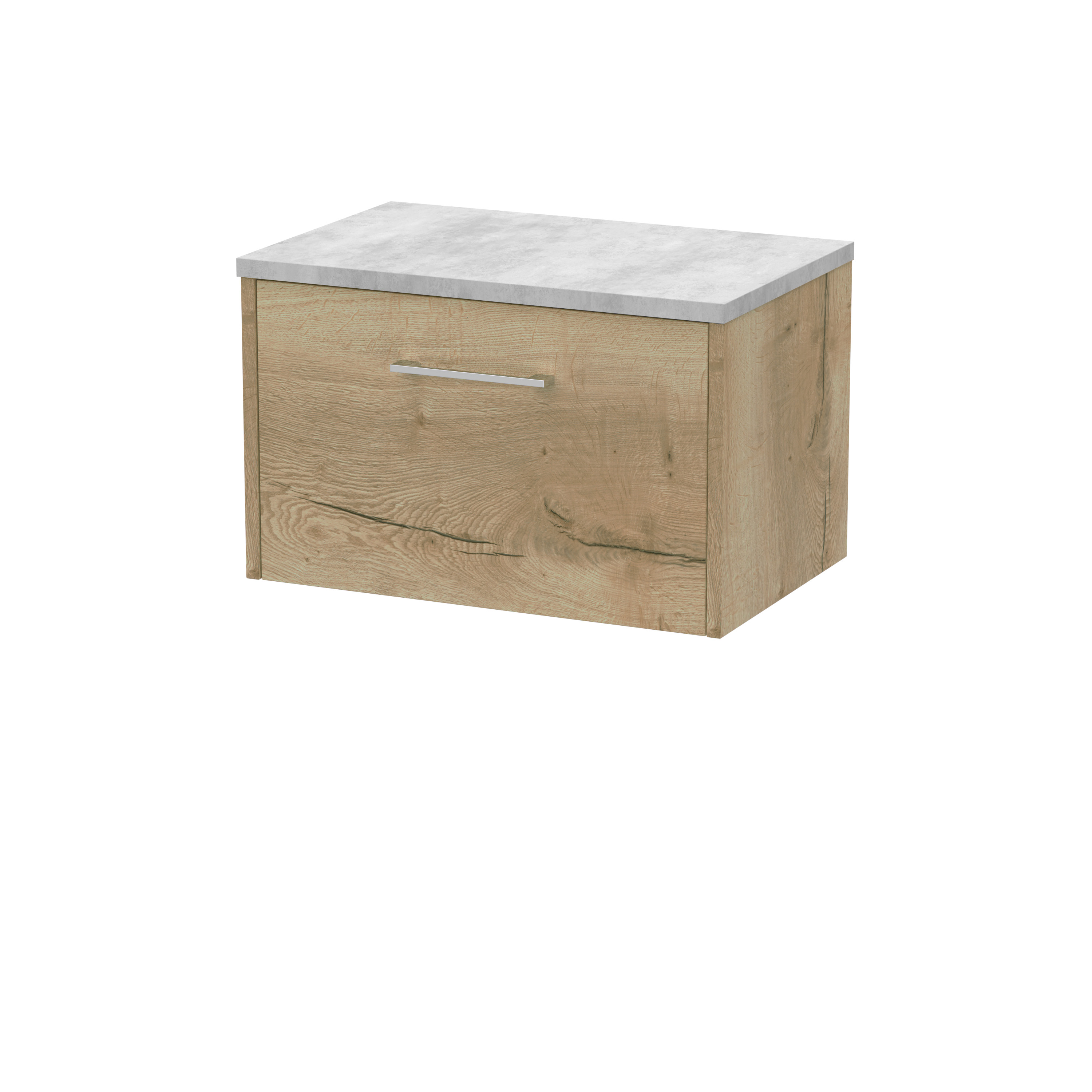 Hudson Reed Juno Autumn Oak 600mm Wall Hung Vanity Unit and Laminate Top JNU1822LBG