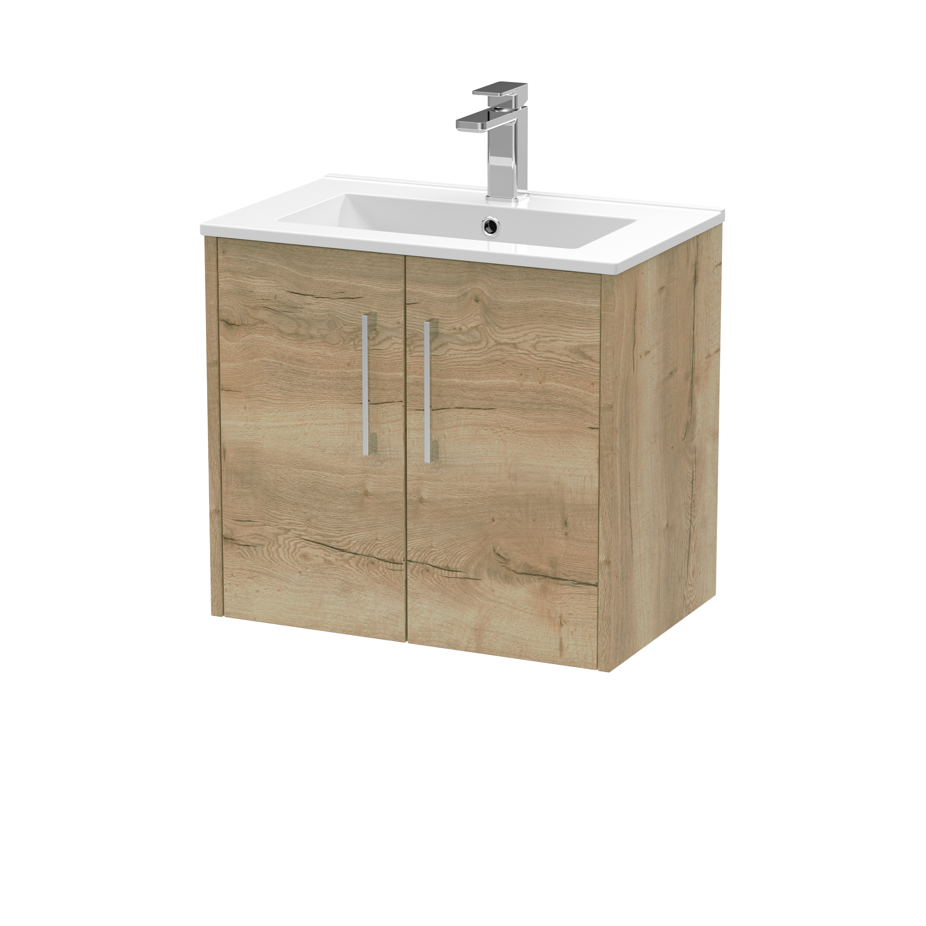 Hudson Reed Juno Autumn Oak 600mm Wall Hung 2 Door Vanity Unit and Basin JNU1823B