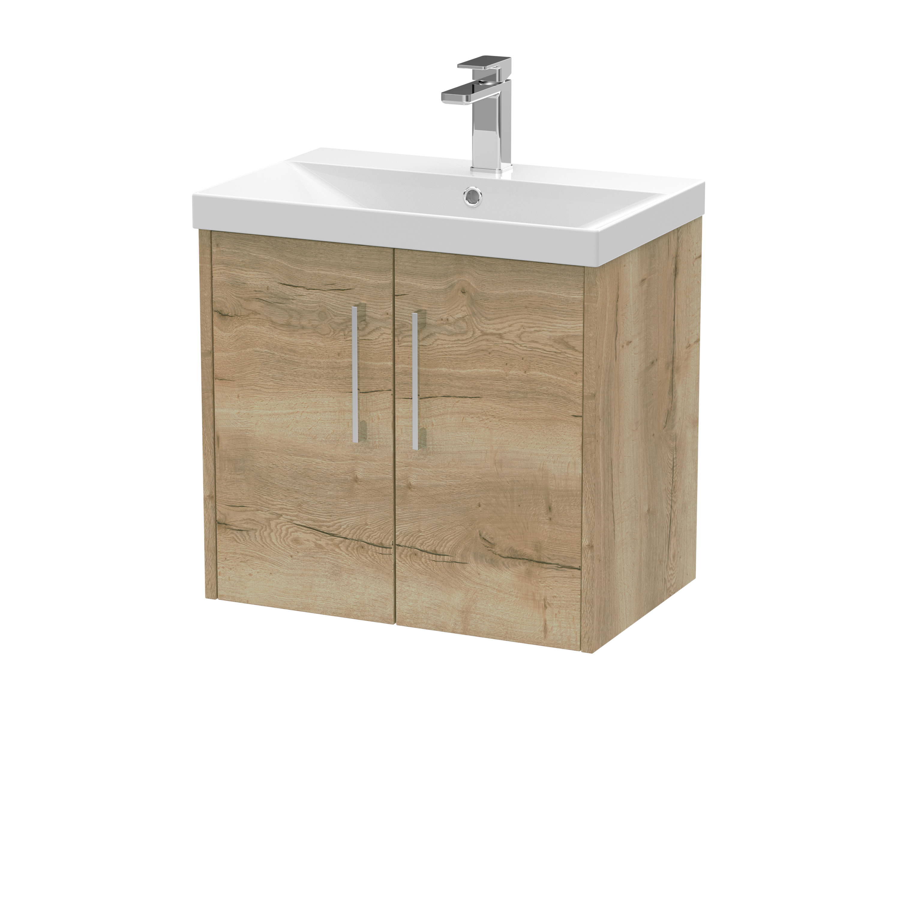 Hudson Reed Juno Autumn Oak 600mm Wall Hung 2 Door Vanity Unit and Thin Edge Basin JNU1823D