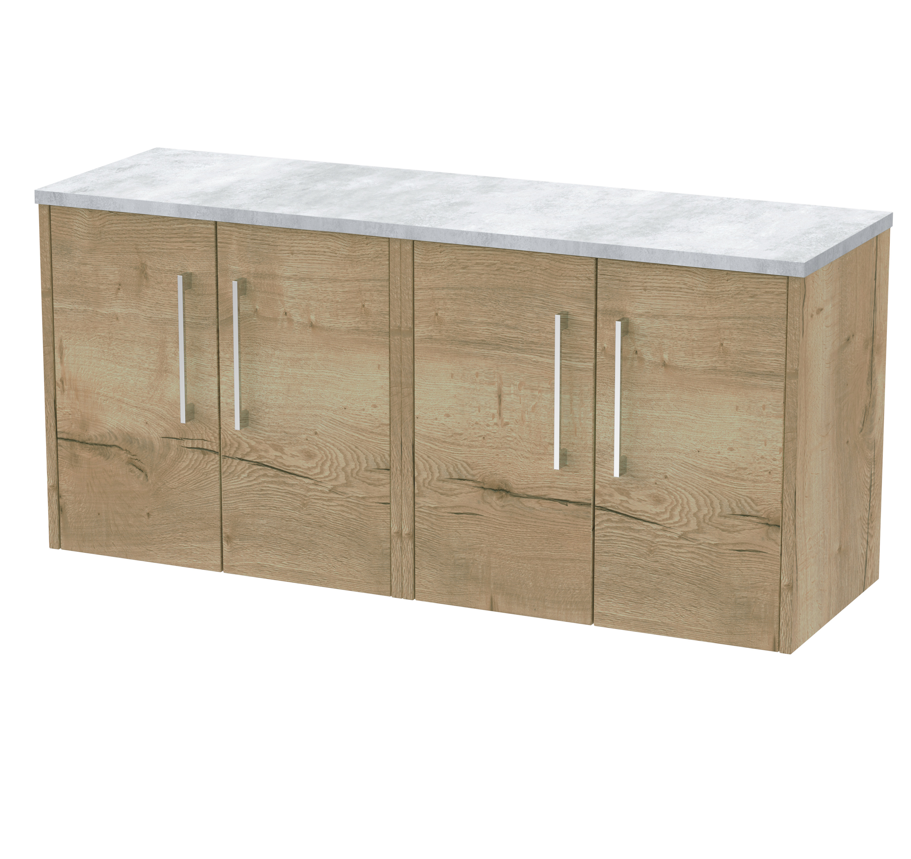 Hudson Reed Juno Autumn Oak 1200 Wall Hung 4 Door Vanity Unit and Laminate Worktop JNU1823LBG2