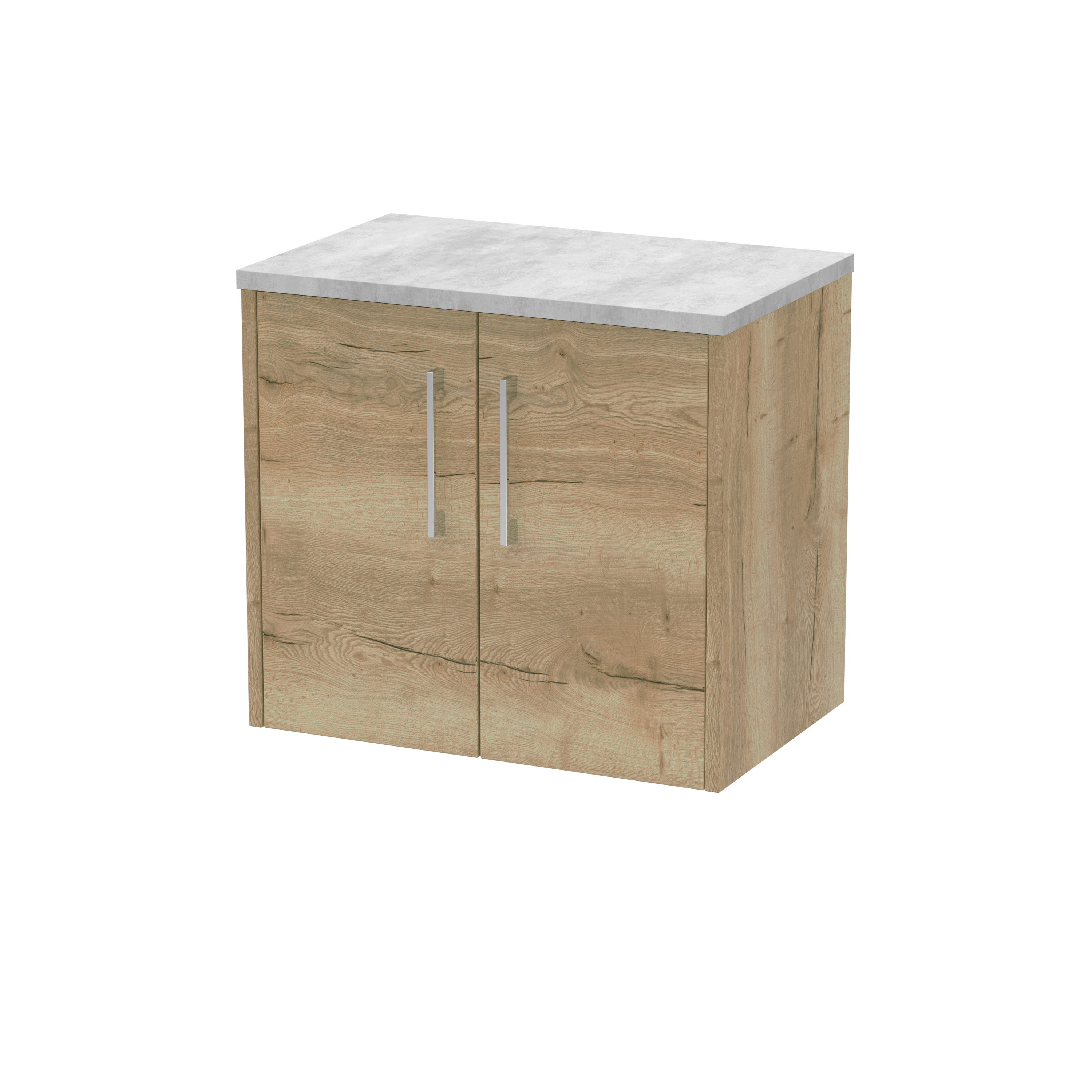 Hudson Reed Juno Autumn Oak 600mm Wall Hung 2 Door Vanity Unit and Laminate Top JNU1823LBG