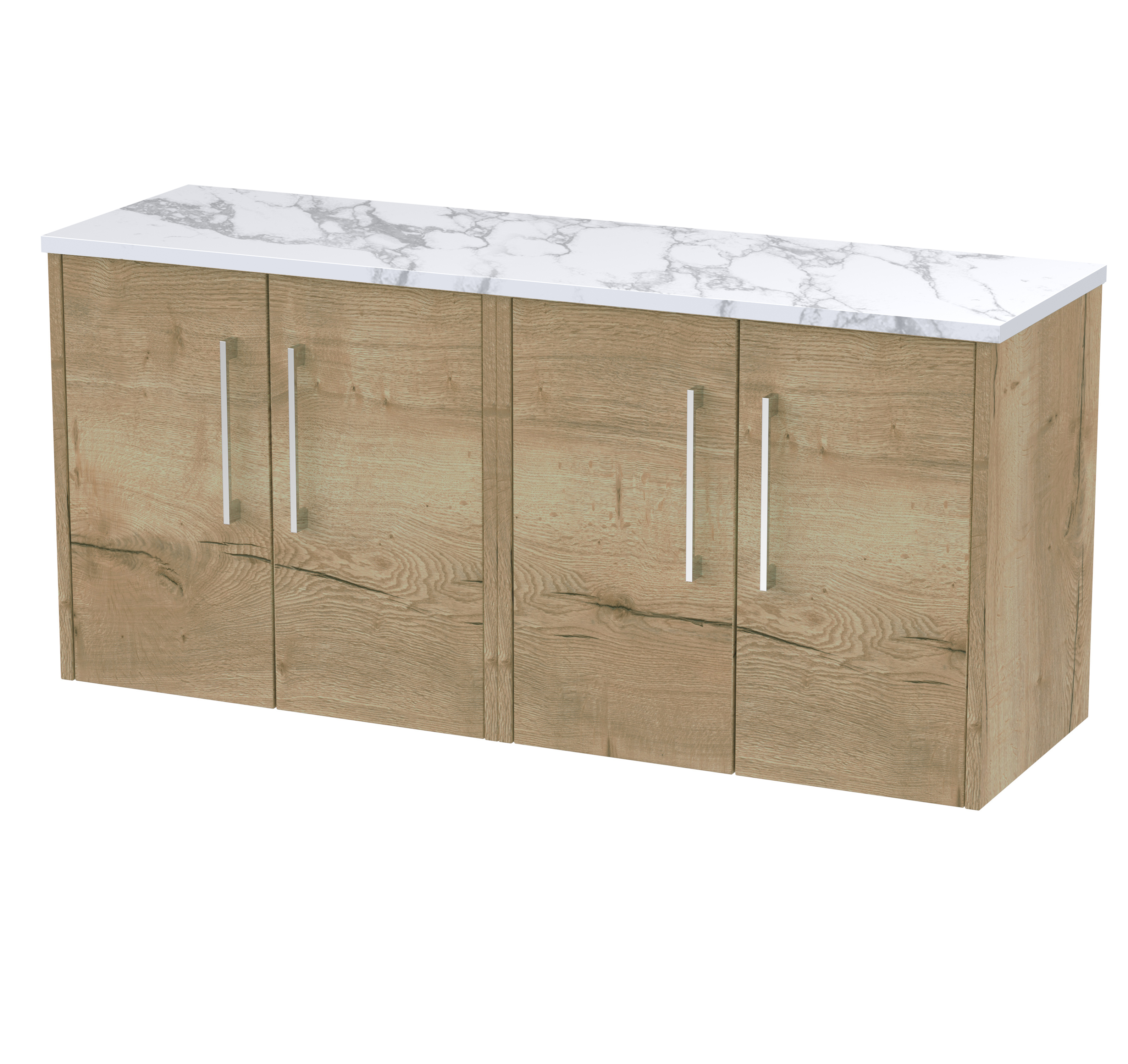 Hudson Reed Juno Autumn Oak 1200 Wall Hung 4 Door Vanity Unit and Laminate Worktop JNU1823LCM2