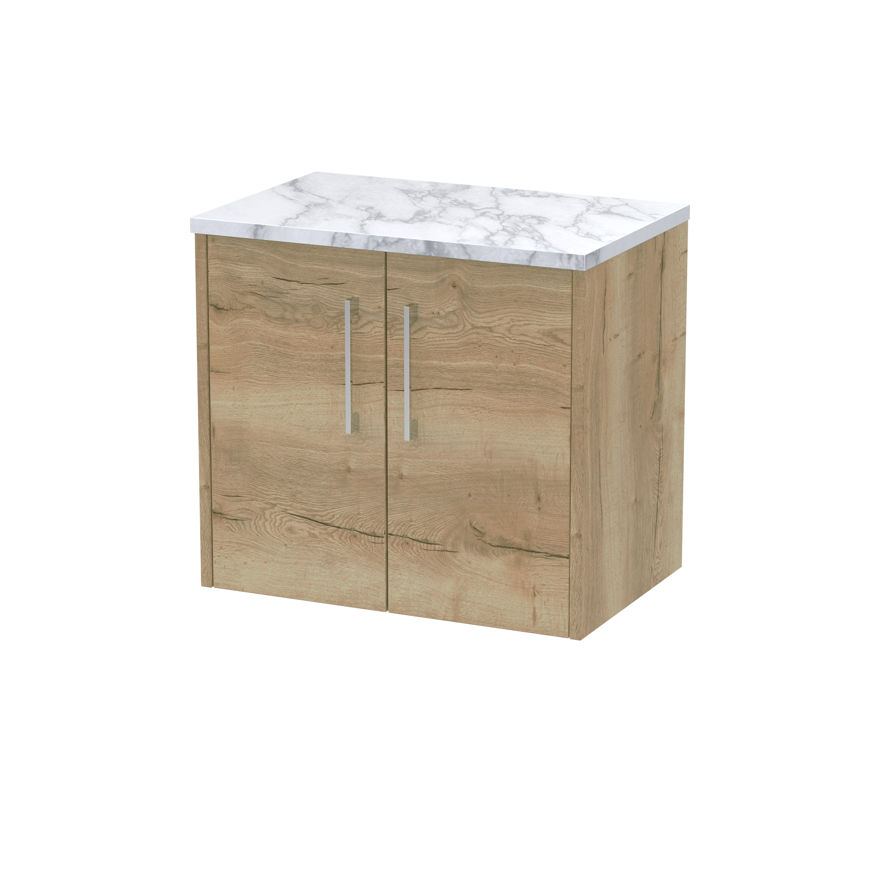 Hudson Reed Juno Autumn Oak 600 Wall Hung 2 Door Vanity Unit and Laminate Worktop JNU1823LCM