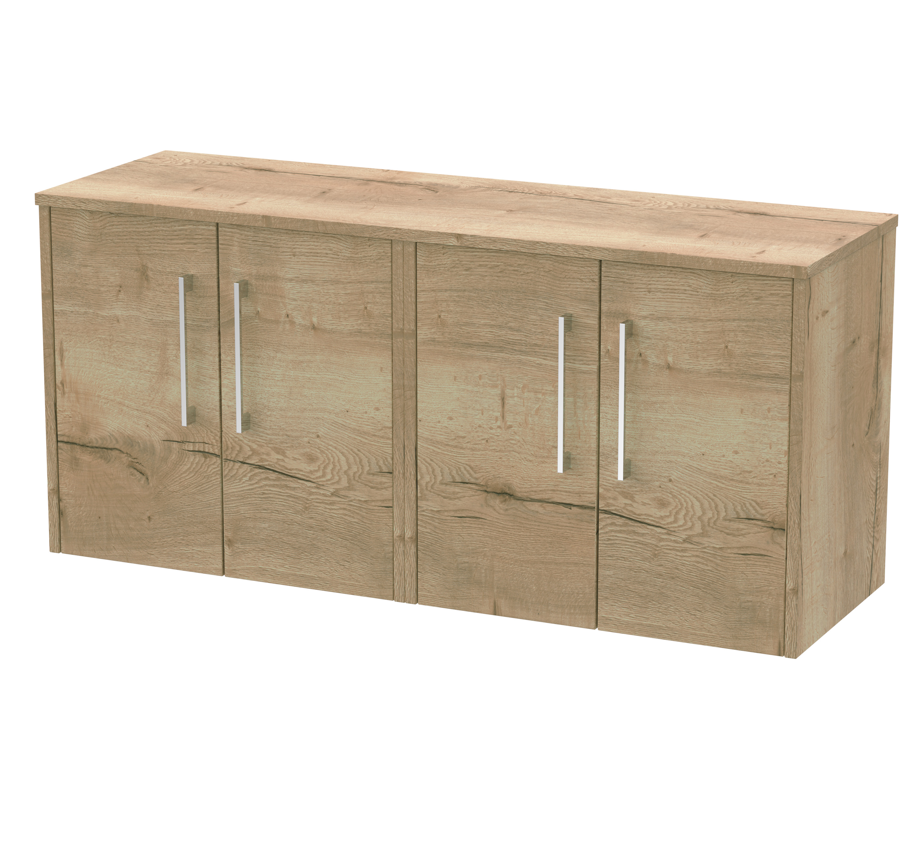 Hudson Reed Juno Autumn Oak 1200mm Wall Hung 4 Door Vanity Unit and Worktop JNU1823W2