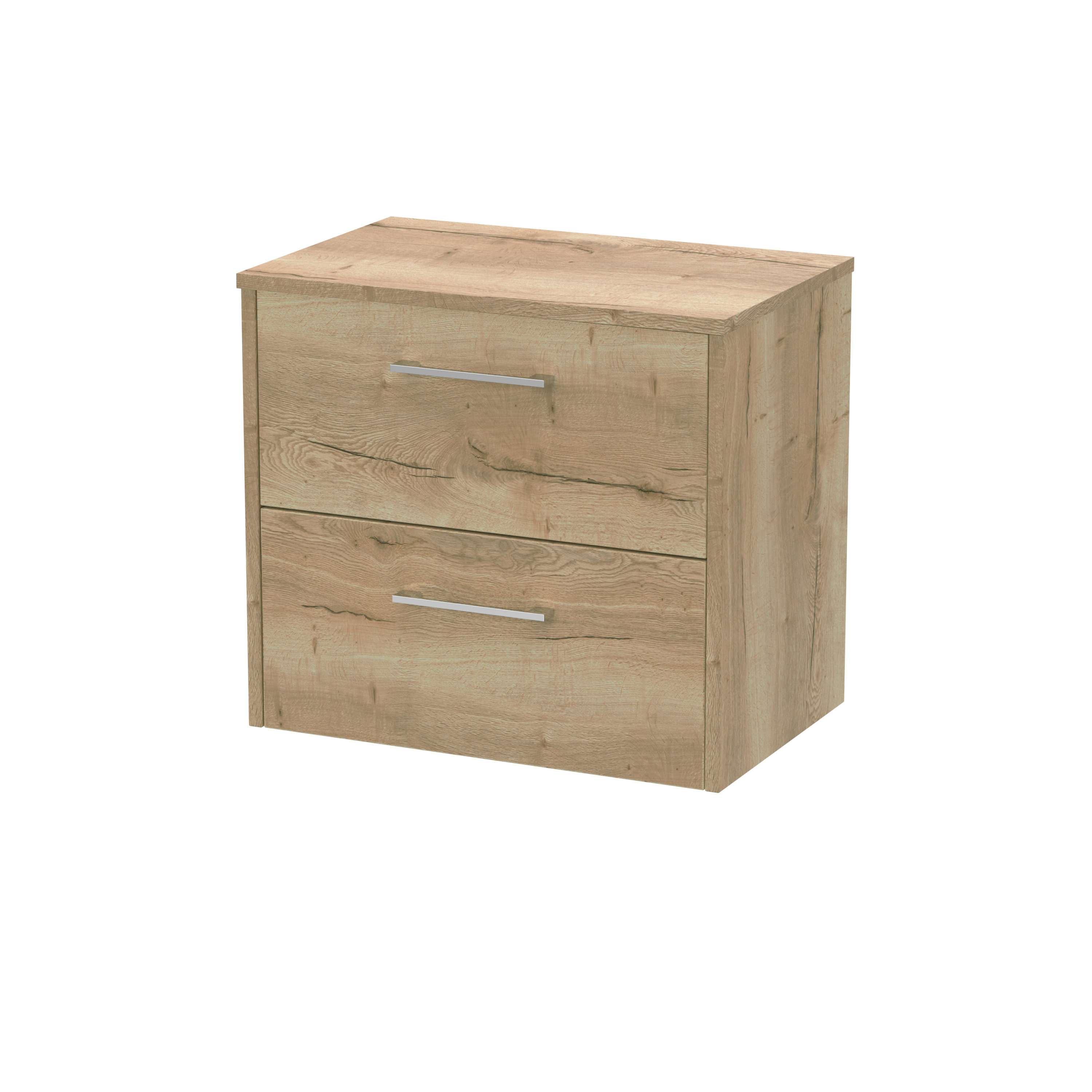 Hudson Reed Juno Autumn Oak 600mm Wall Hung 2 Drawer Vanity Unit and Worktop JNU1824W