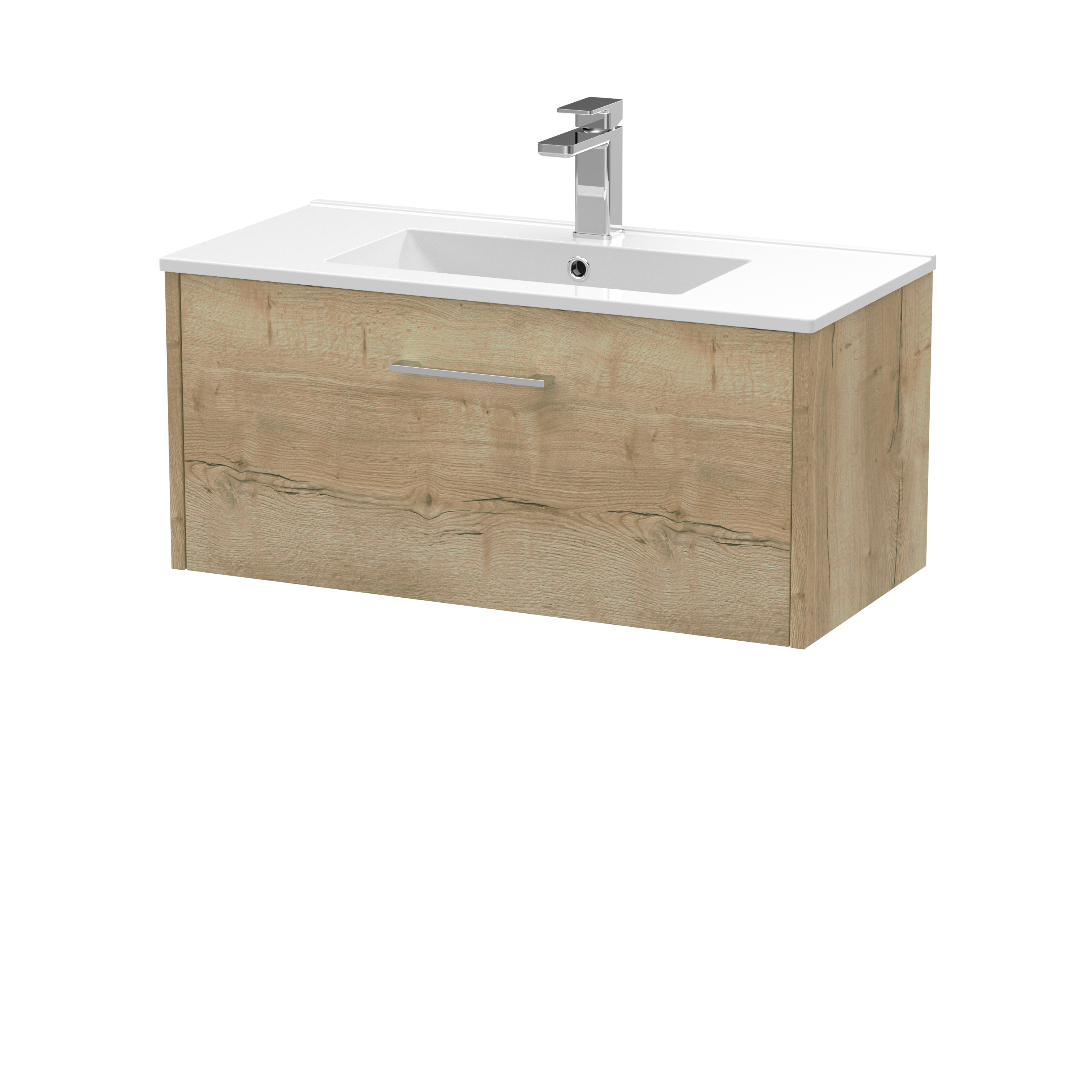 Hudson Reed Juno Autumn Oak 800mm Wall Hung Vanity Unit and Minimalist Basin JNU1825B