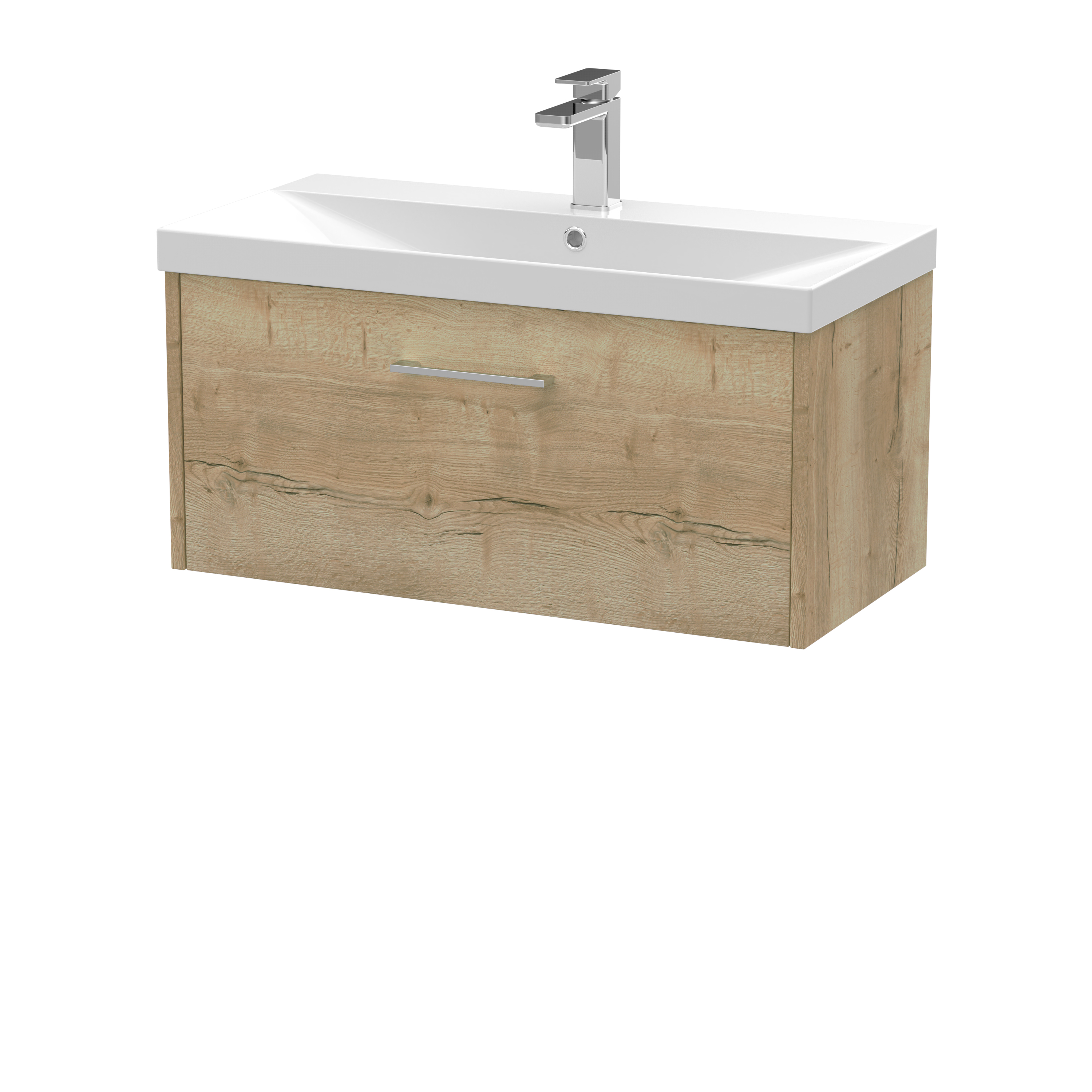 Hudson Reed Juno Autumn Oak 800mm Wall Hung Vanity Unit and Thin Edge Basin JNU1825D
