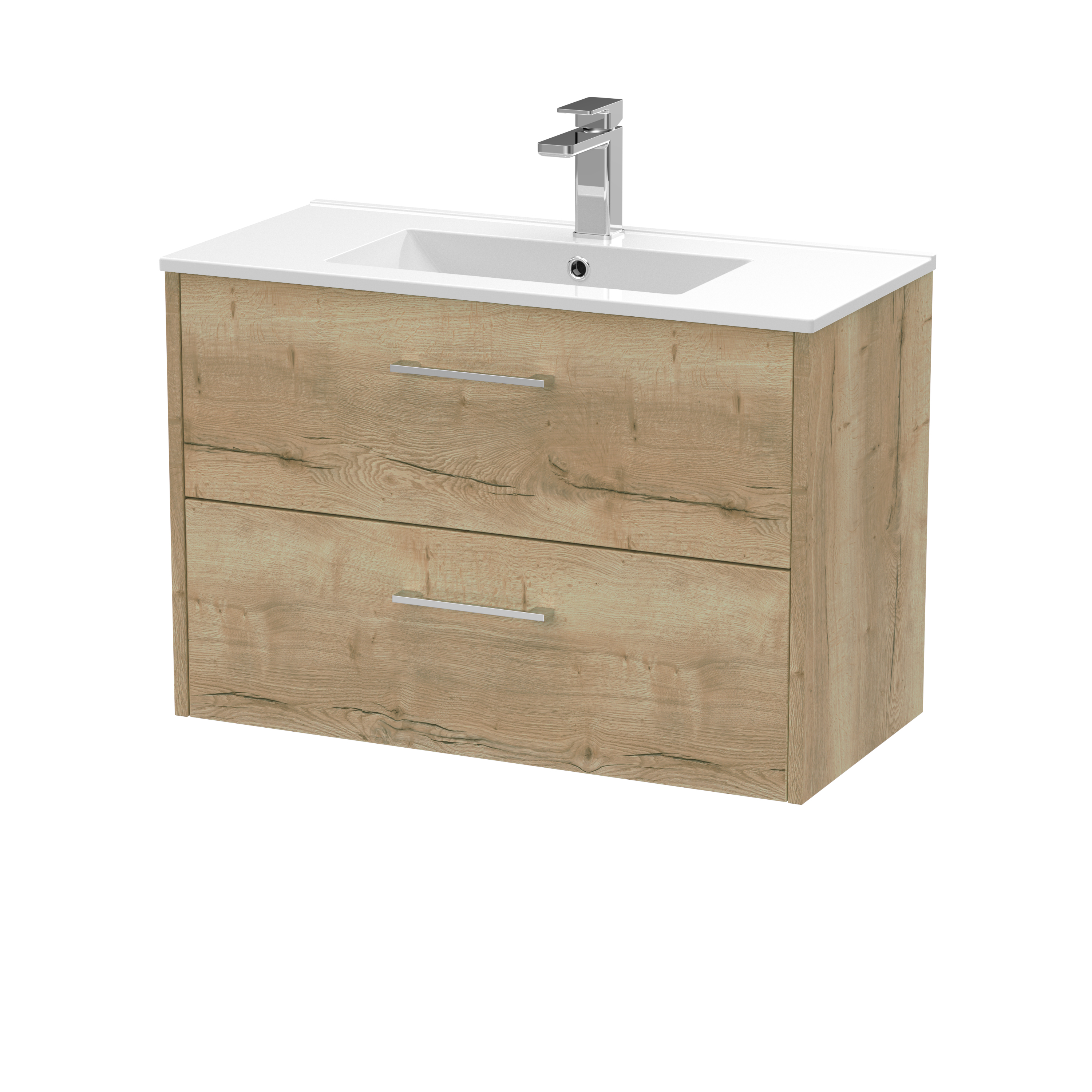 Hudson Reed Juno Autumn Oak 800mm Wall Hung 2 Drawer Vanity Unit and Basin JNU1826B