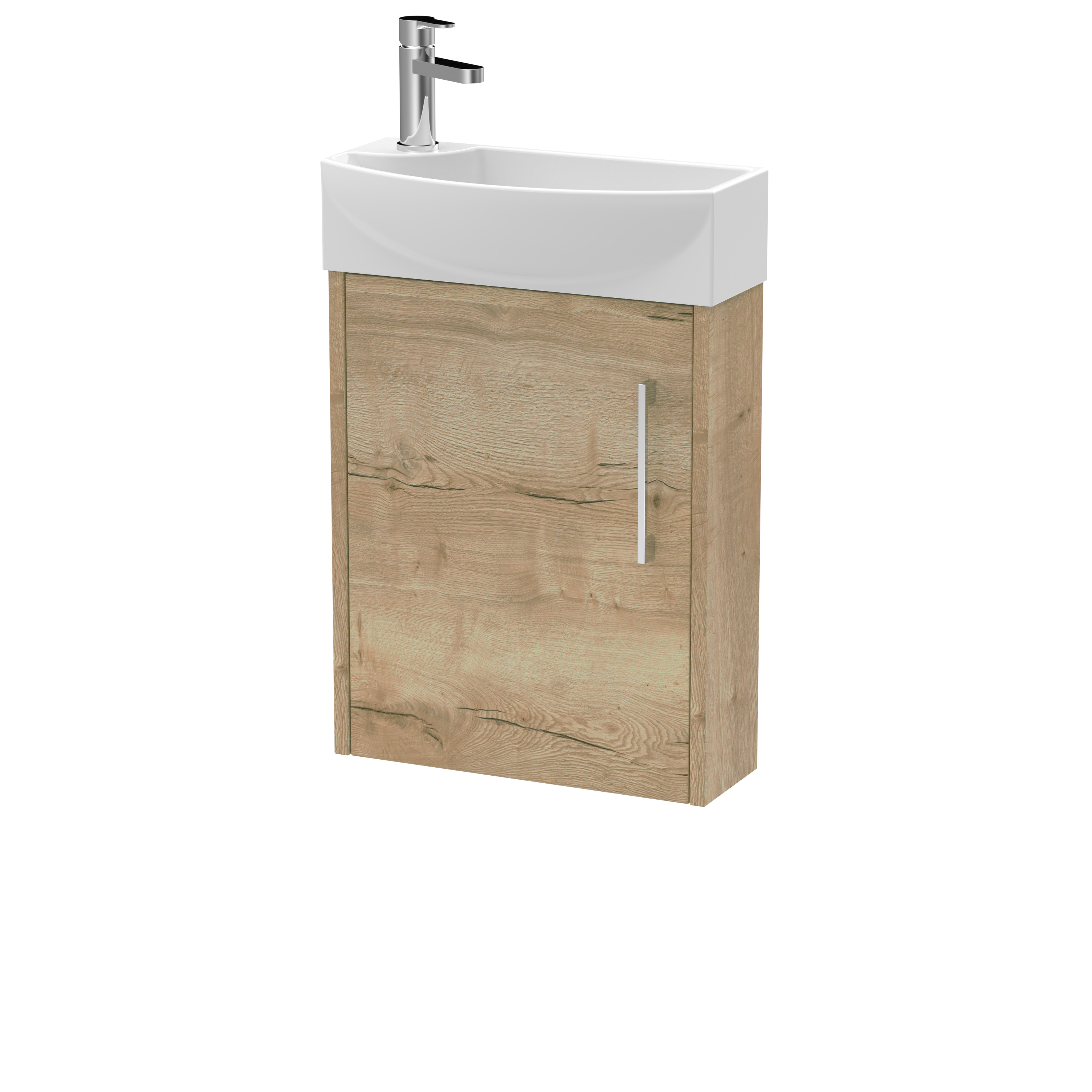 Hudson Reed Juno Compact Autumn Oak 440mm Wall Hung 1 Door Unit and 1TH Basin RH JNU1861R