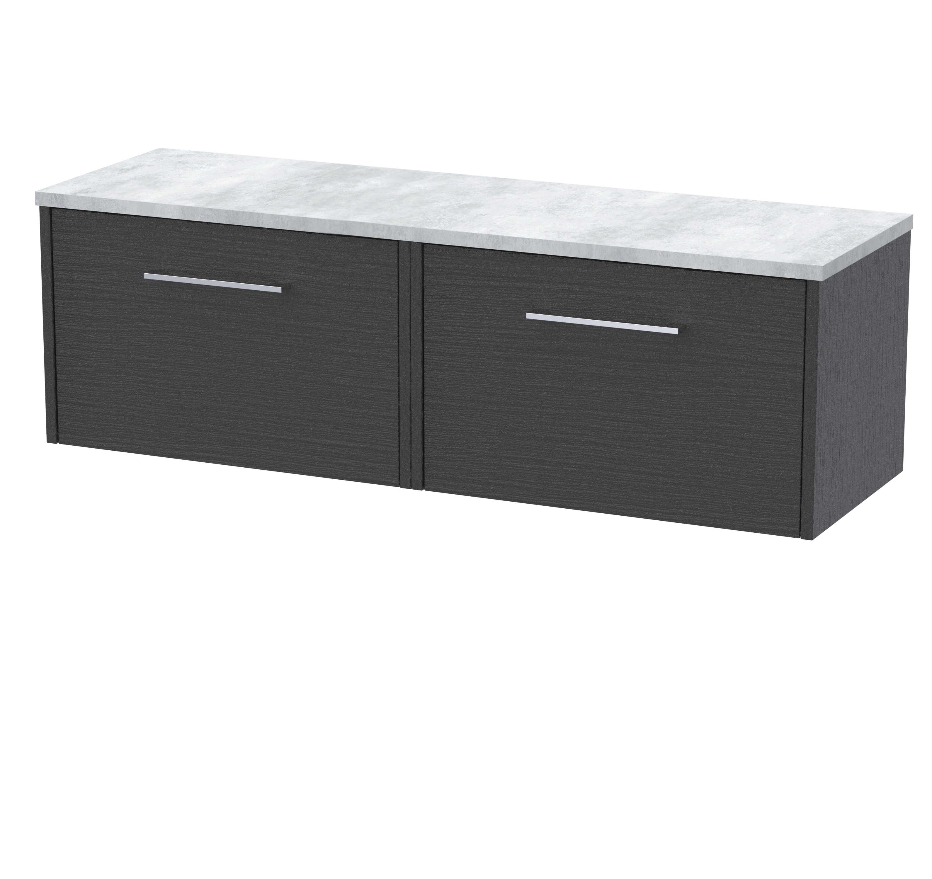 Hudson Reed Juno Graphite Grey Woodgrain 1200 Wall Hung 2 Drawer Vanity Unit and Laminate Worktop JNU2222LBG2