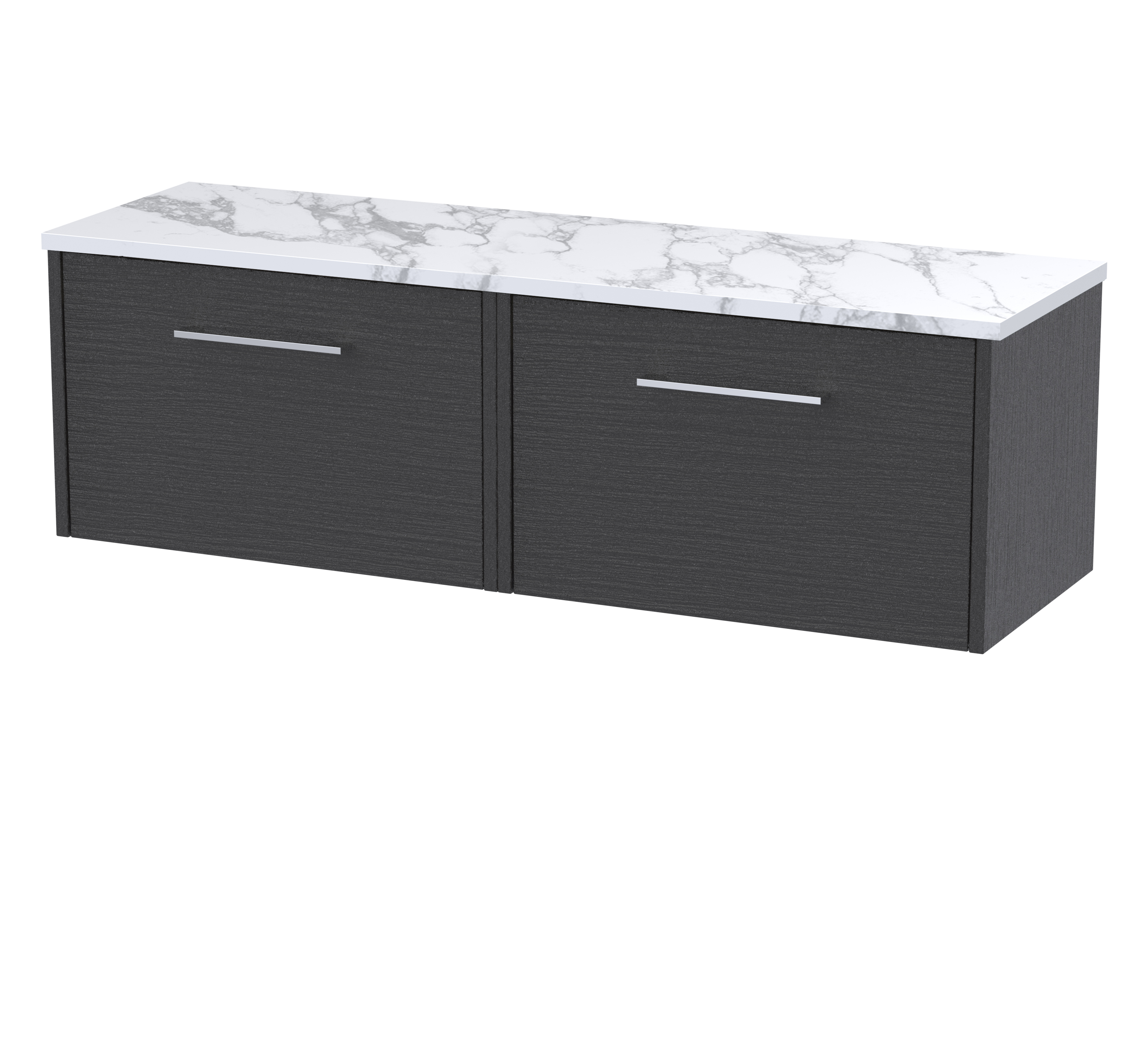 Hudson Reed Juno Graphite Grey Woodgrain 600 Wall Hung Vanity Unit and Laminate Worktop JNU2222LCM