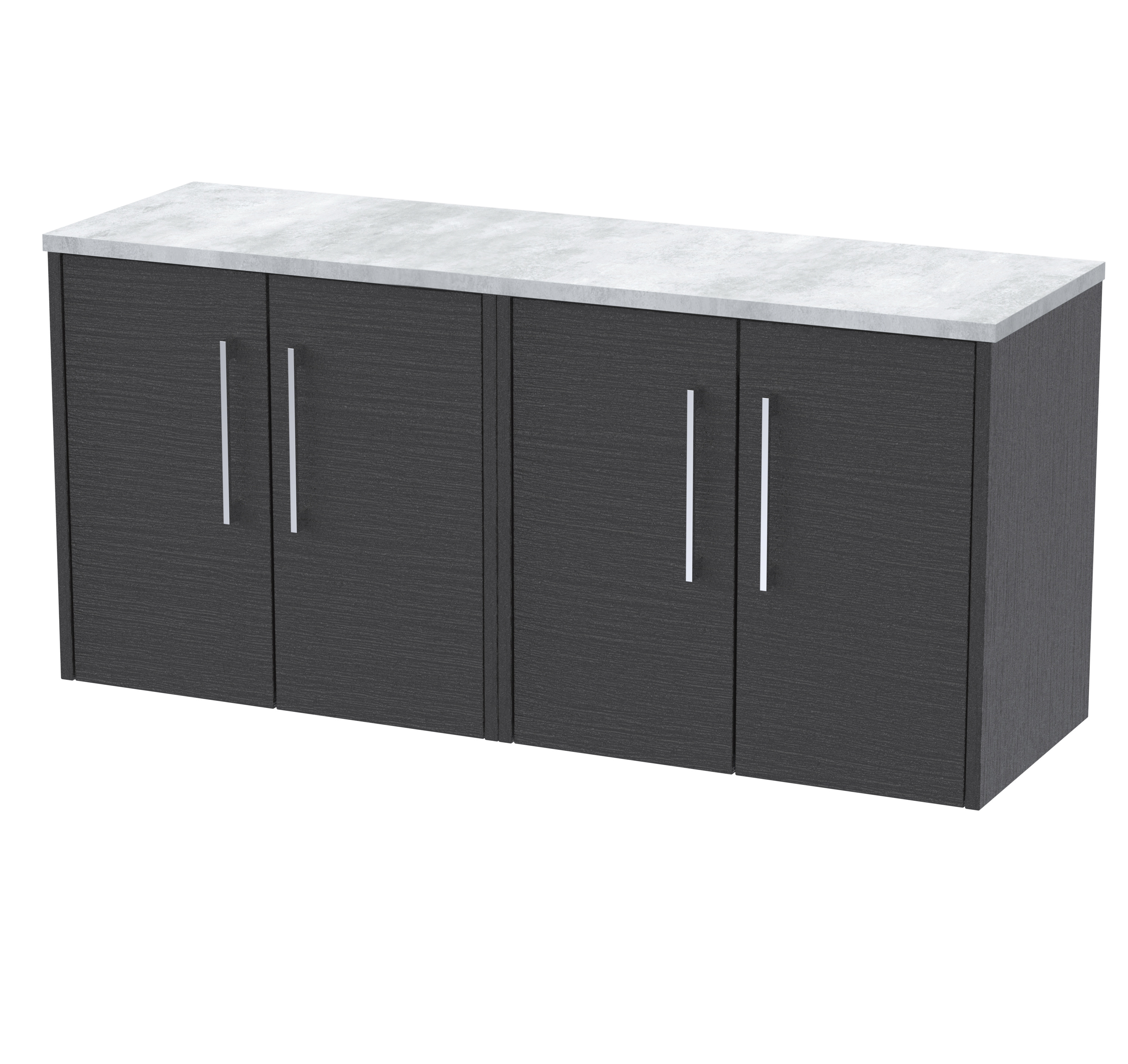 Hudson Reed Juno Graphite Grey Woodgrain 1200 Wall Hung 4 Door Vanity Unit and Laminate Worktop JNU2223LBG2