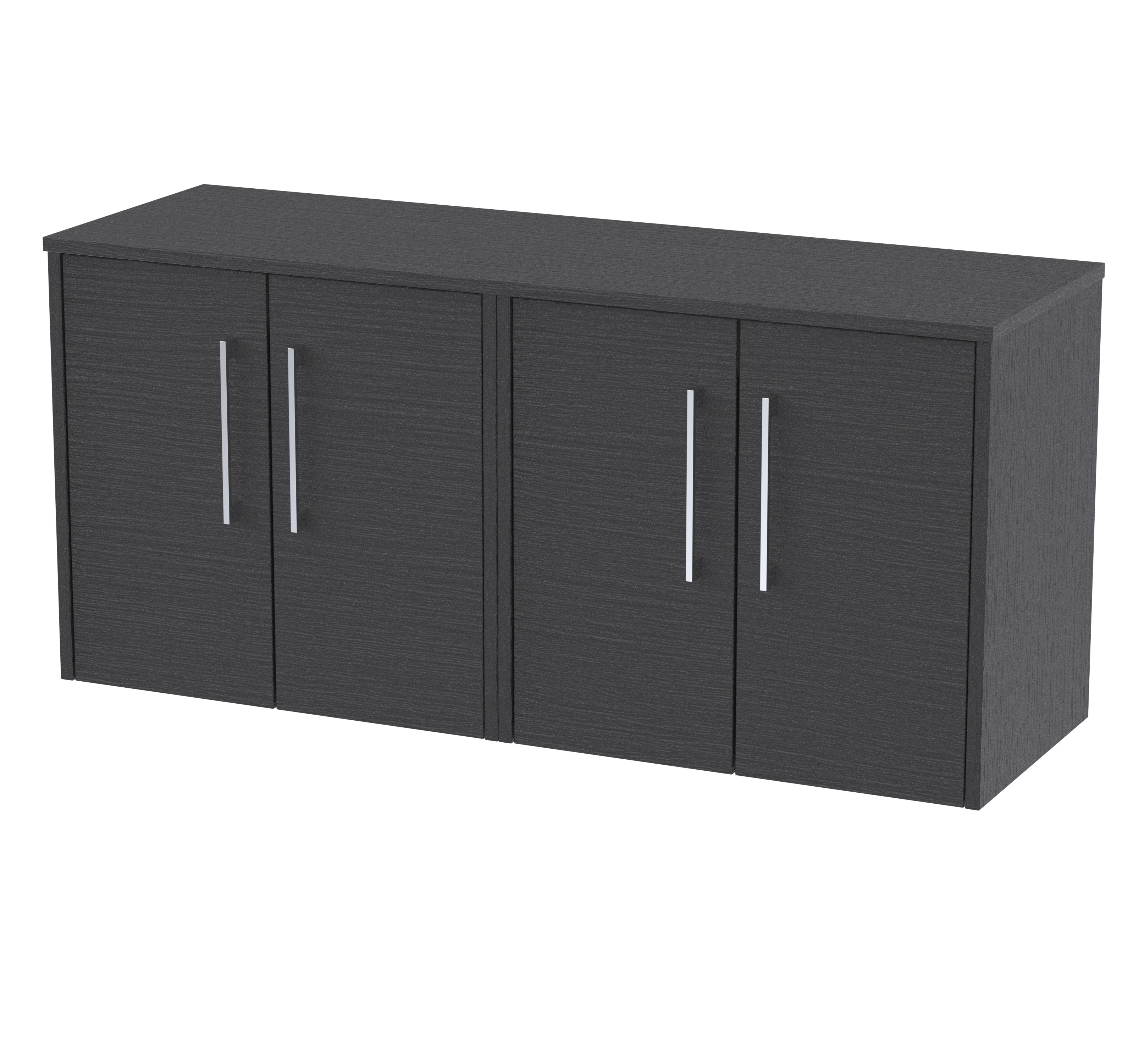 Hudson Reed Juno Graphite Grey Woodgrain 1200mm Wall Hung 4 Door Vanity Unit and Worktop JNU2223W2