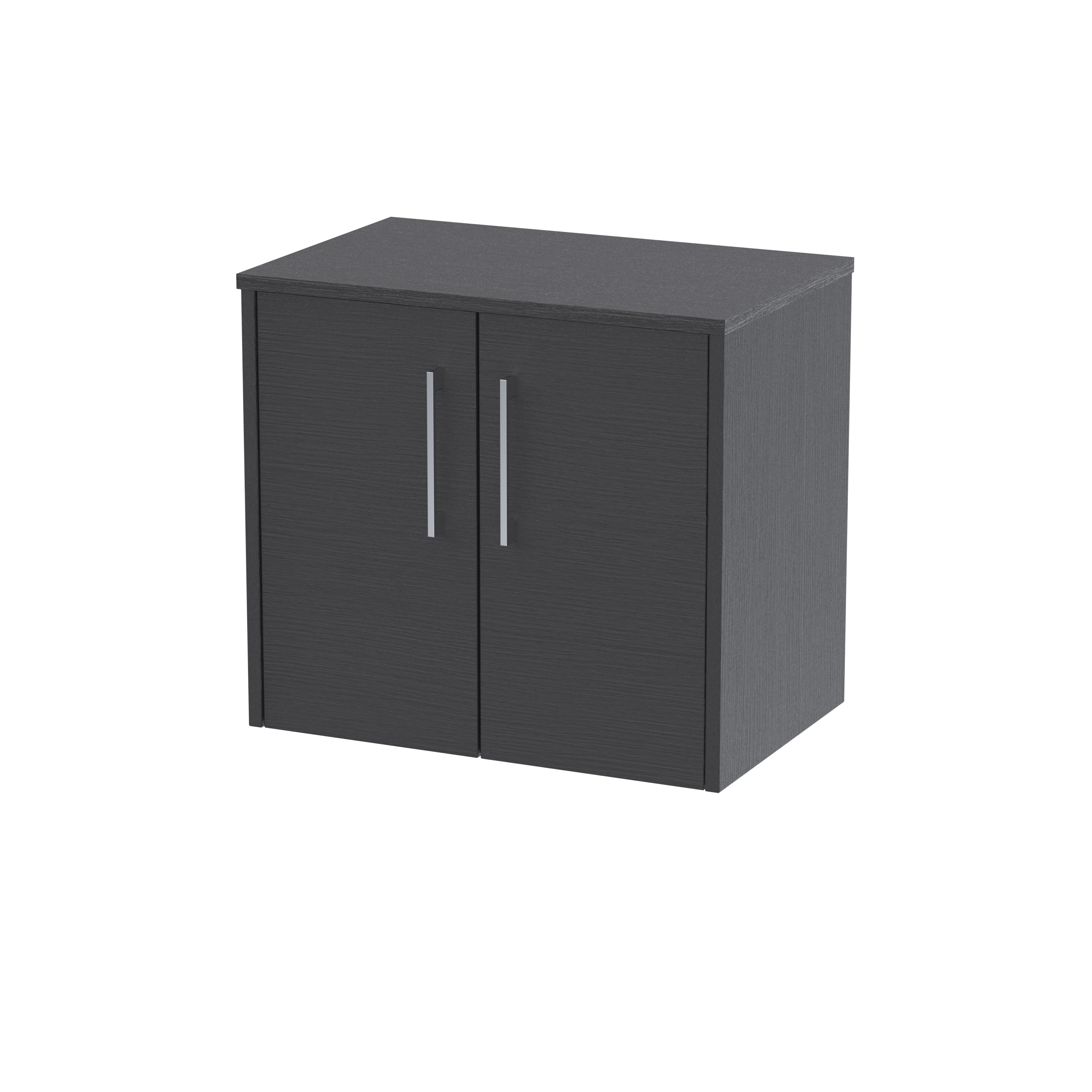 Hudson Reed Juno Graphite Grey Woodgrain 600mm Wall Hung 2 Door Vanity Unit and Worktop JNU2223W