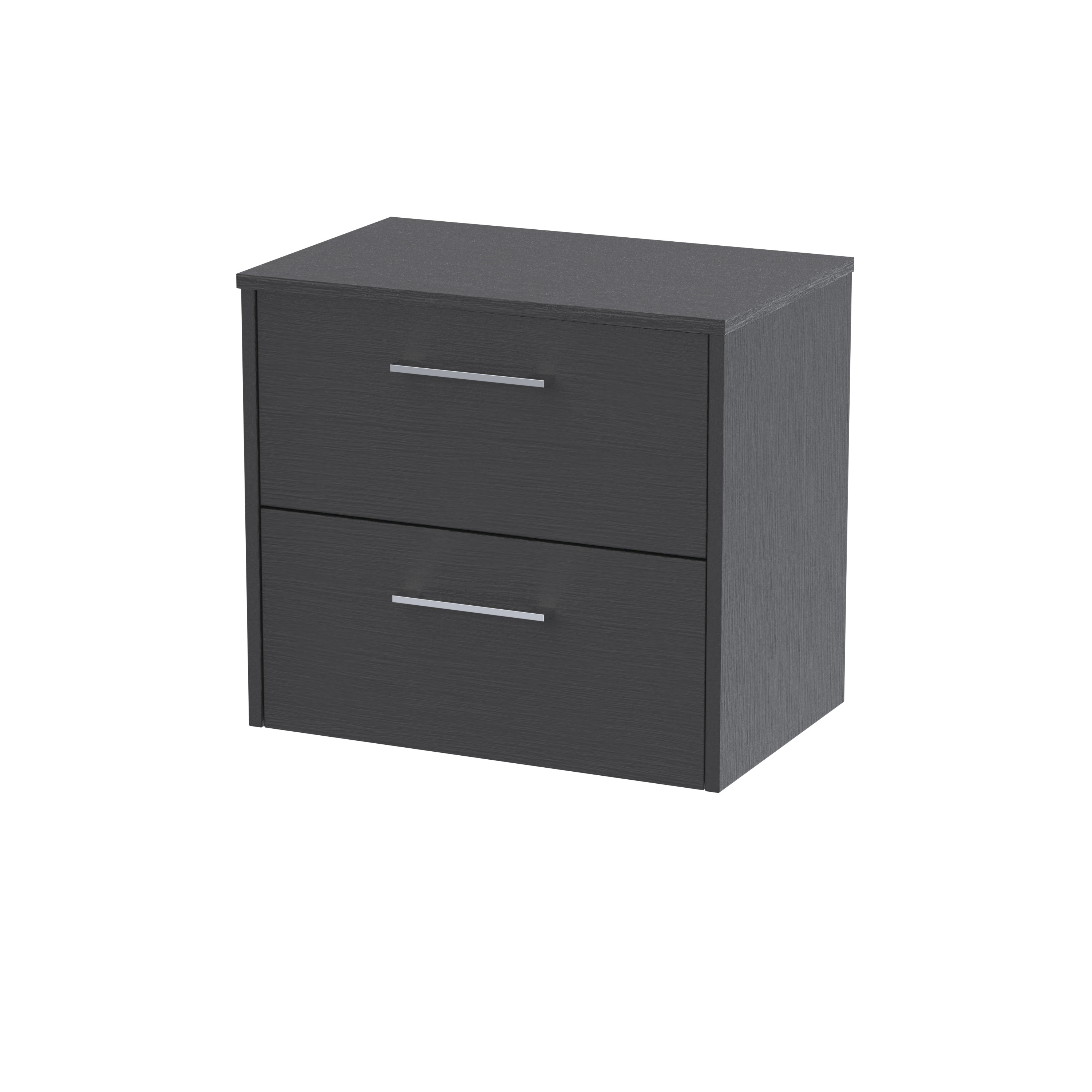 Hudson Reed Juno Graphite Grey Woodgrain 600mm Wall Hung 2 Drawer Vanity Unit and Worktop JNU2224W