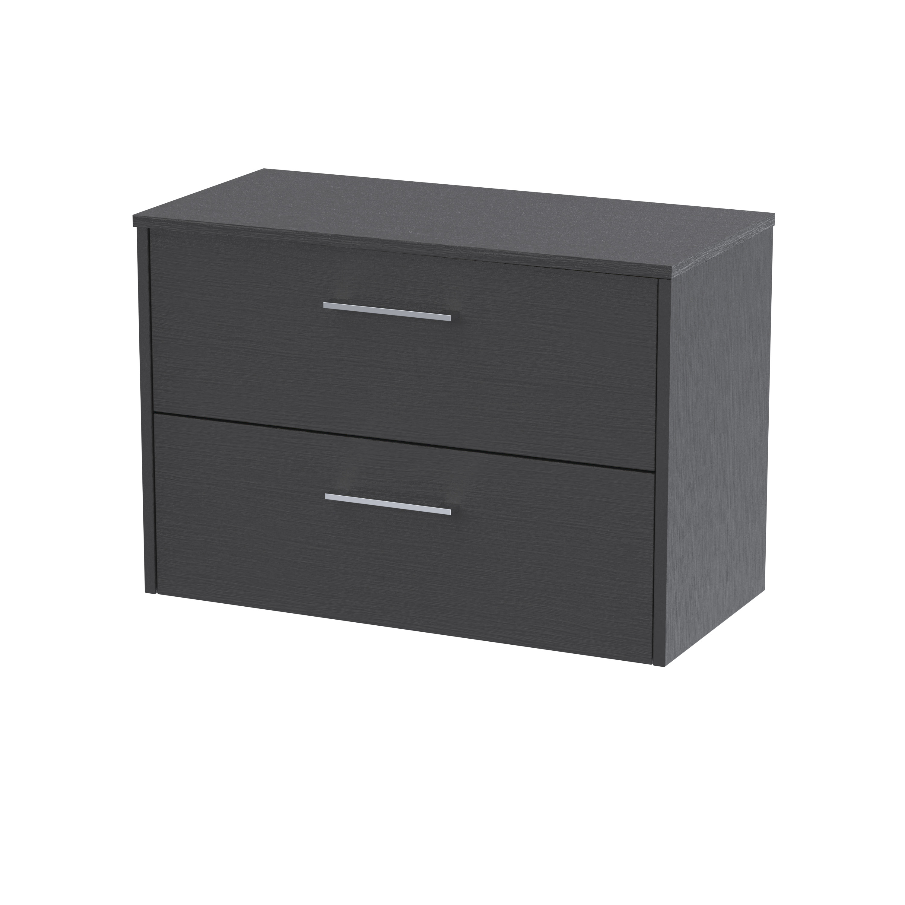 Hudson Reed Juno Graphite Grey Woodgrain 800mm Wall Hung 2 Drawer Vanity Unit and Worktop JNU2226W