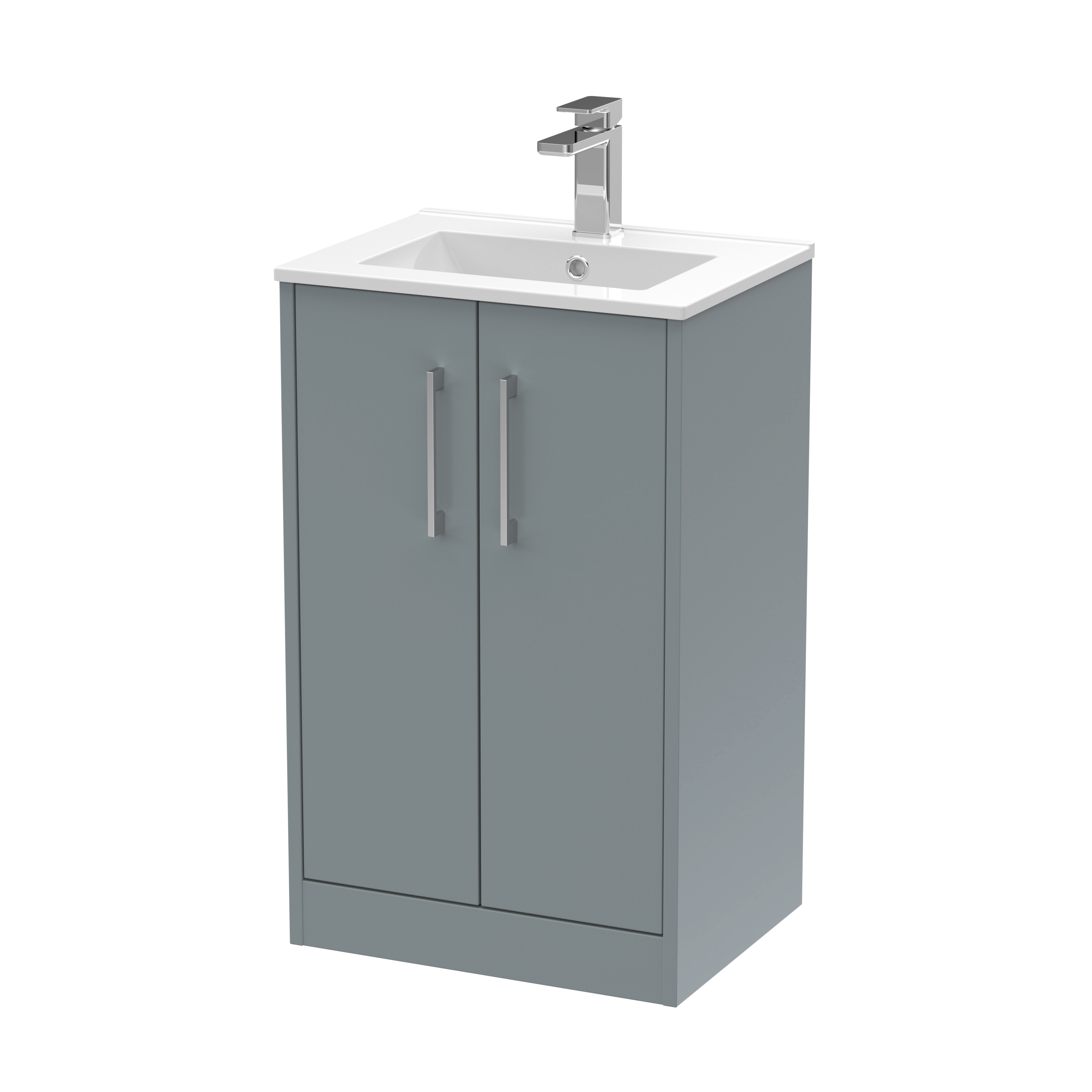 Hudson Reed Juno Coastal Grey 500mm Floor Standing 2 Door Vanity Unit and Basin JNU2301B