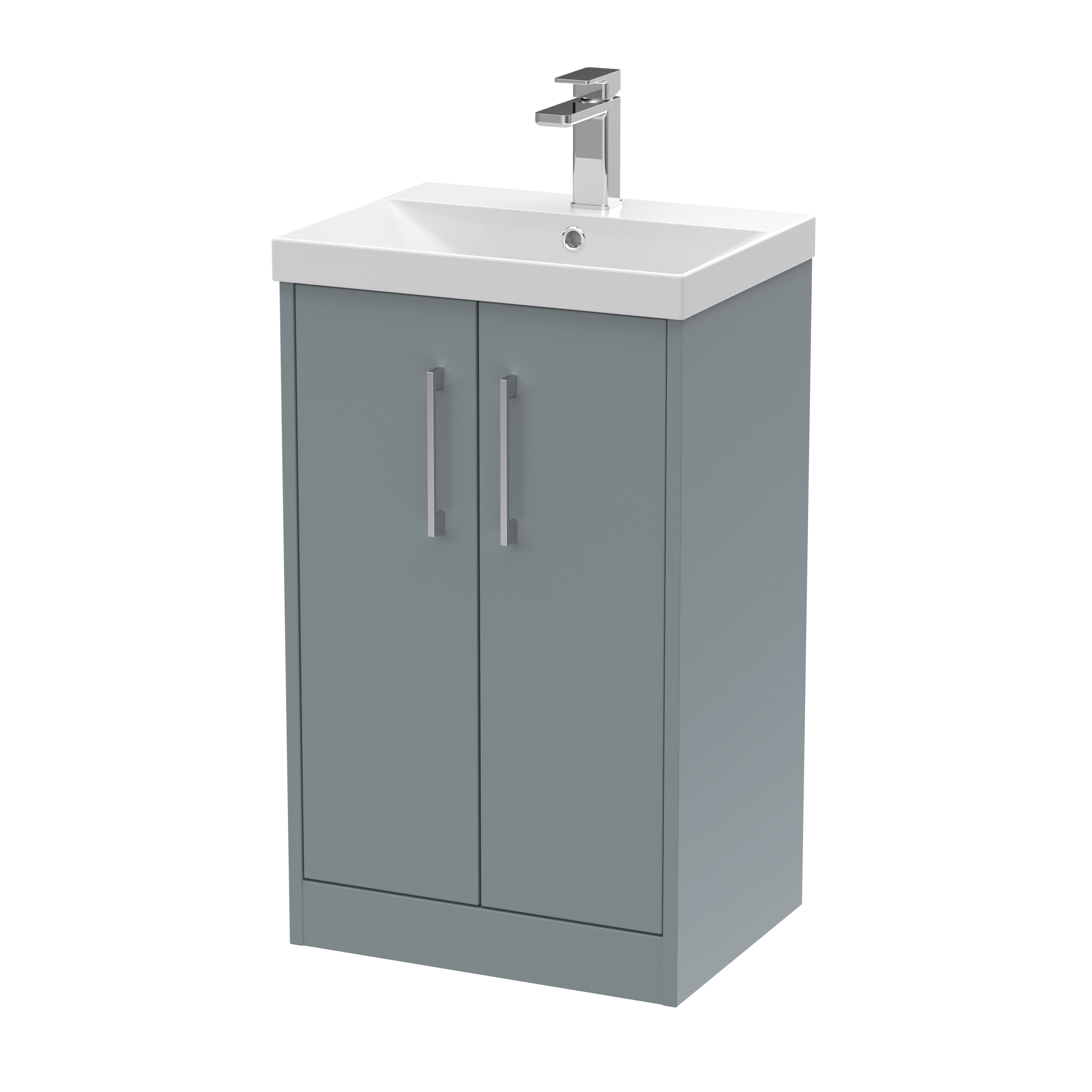 Hudson Reed Juno Coastal Grey 500mm Floor Standing 2 Door Vanity Unit and Thin Edge Basin JNU2301D