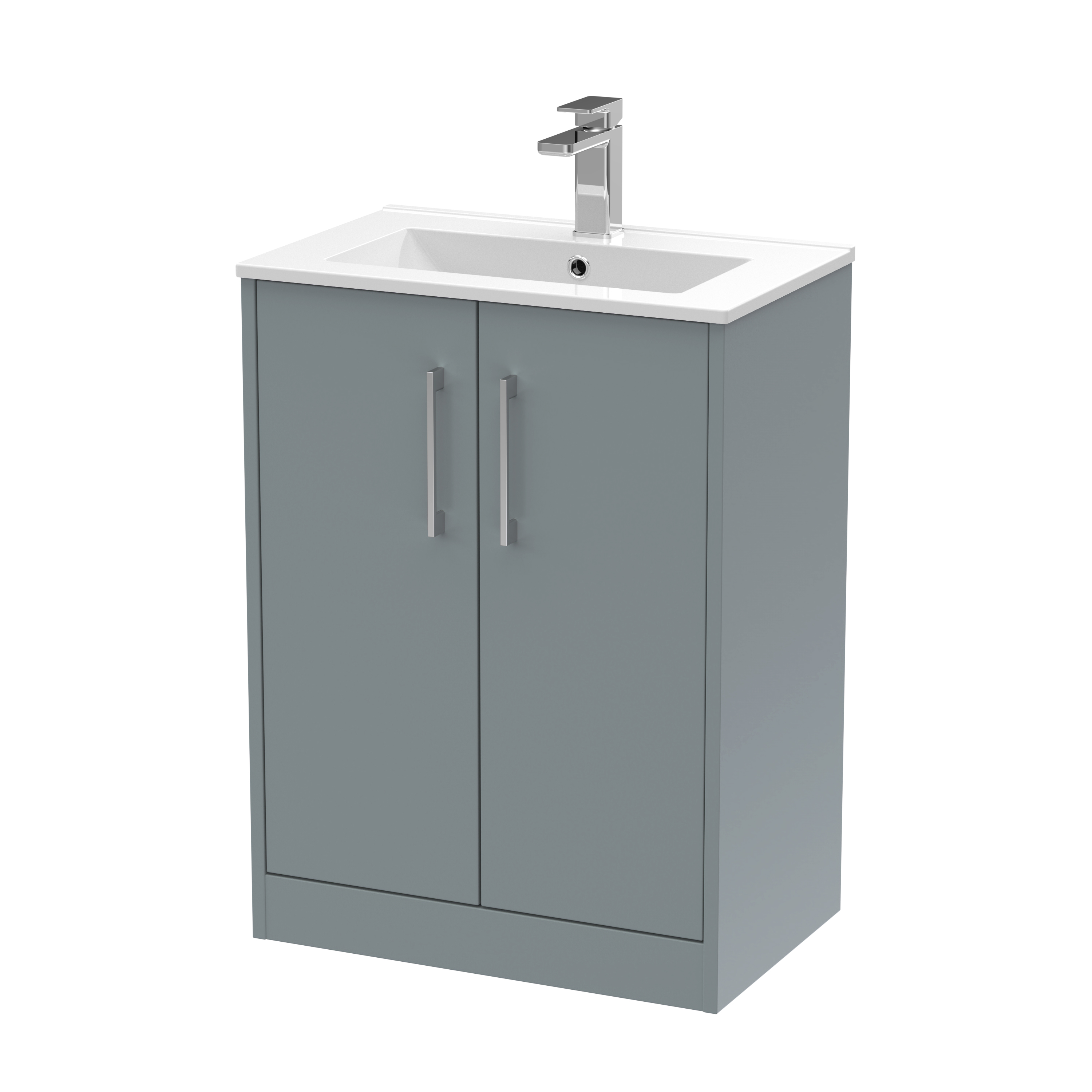 Hudson Reed Juno Coastal Grey 600mm Floor Standing 2 Door Vanity Unit and Basin JNU2303B