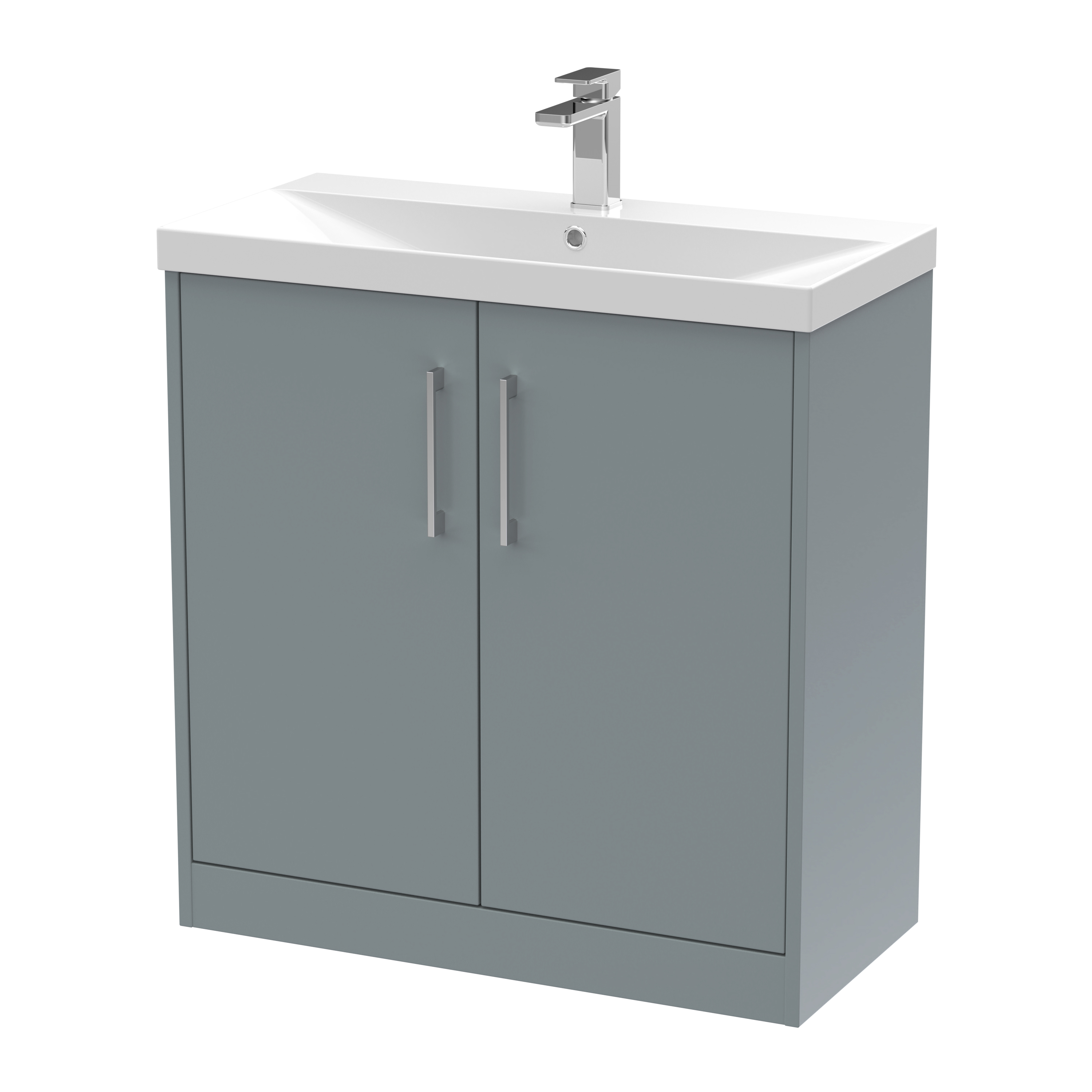 Hudson Reed Juno Coastal Grey 800mm Floor Standing 2 Door Vanity Unit and Thin Edge Basin JNU2305D