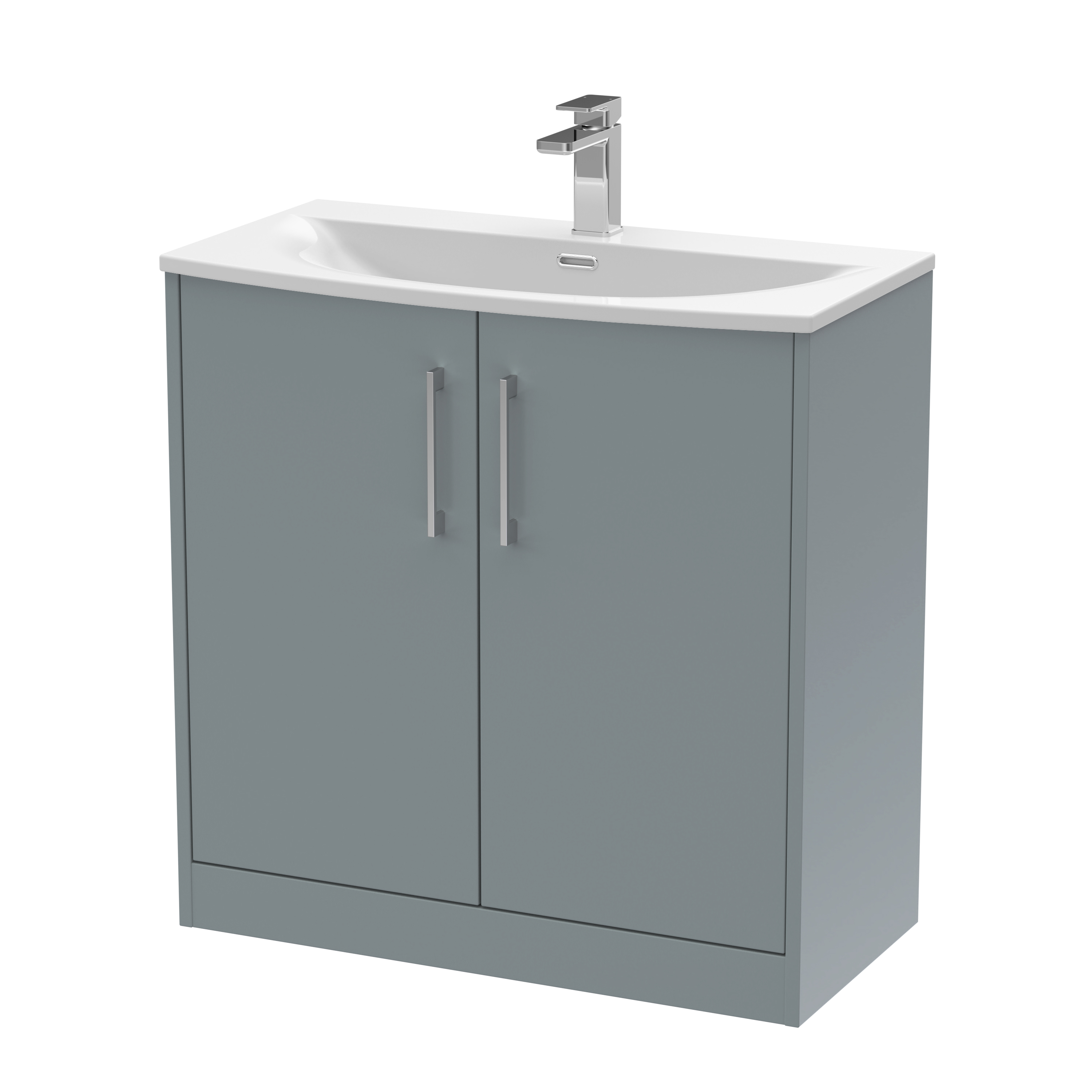Hudson Reed Juno Coastal Grey 800mm Floor Standing 2 Door Vanity Unit and Curved Ceramic Basin JNU2305G
