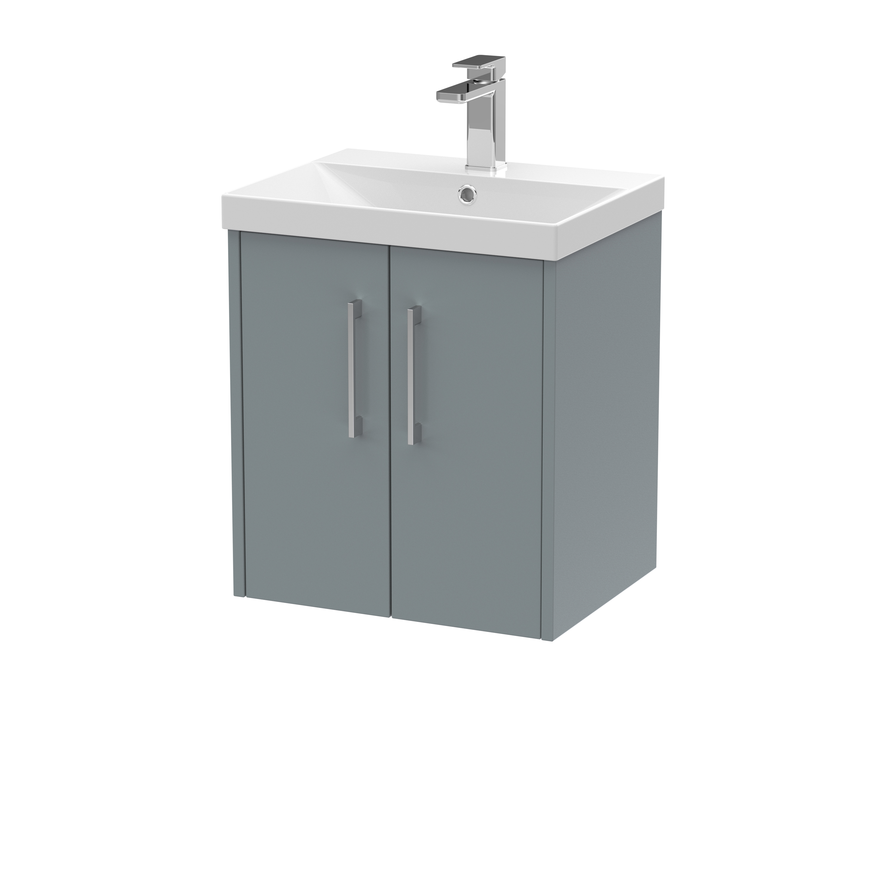 Hudson Reed Juno Coastal Grey 500mm Wall Hung 2 Door Vanity Unit and Thin Edge Basin JNU2321D