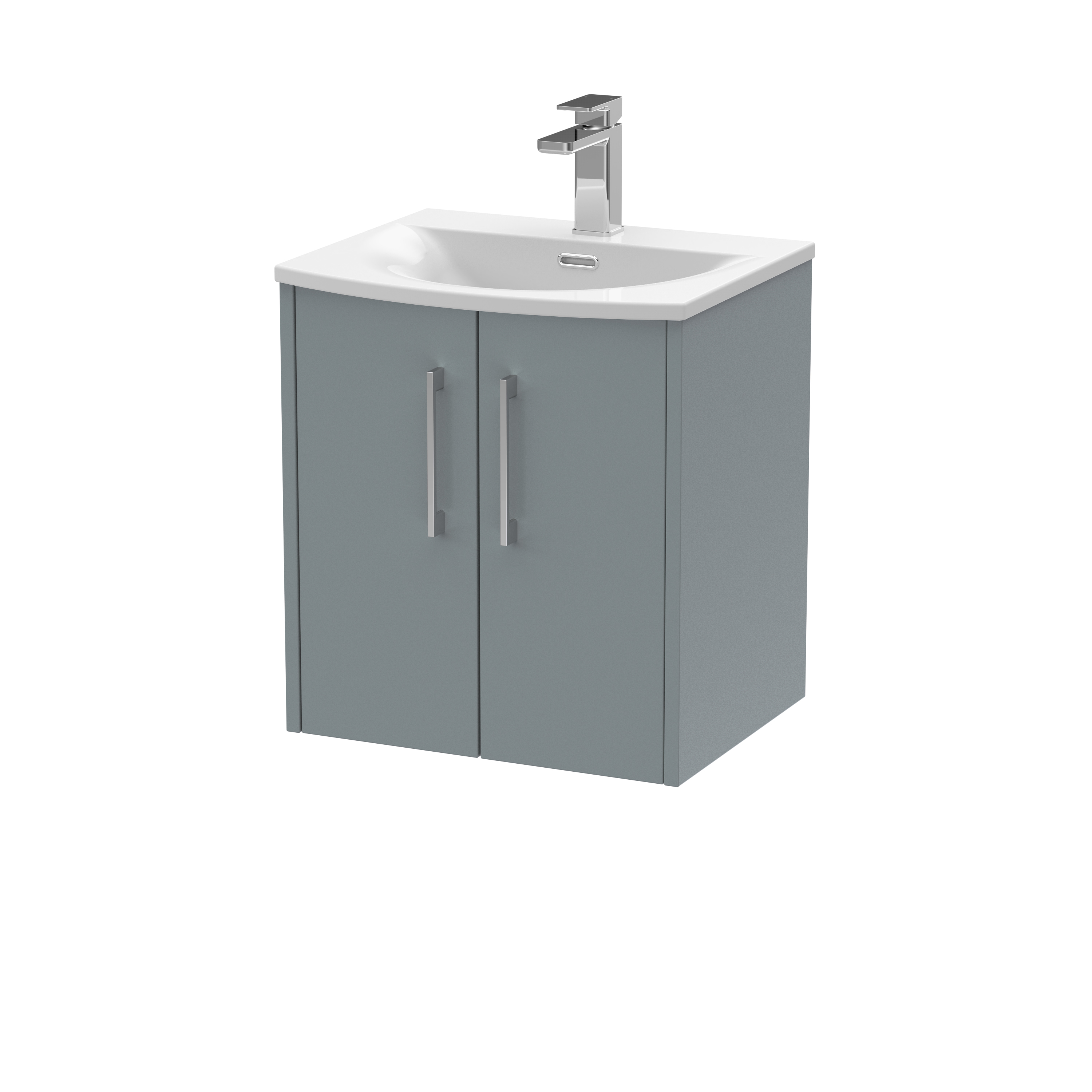 Hudson Reed Juno Coastal Grey 500mm Wall Hung 2 Door Vanity Unit and Curved Ceramic Basin JNU2321G