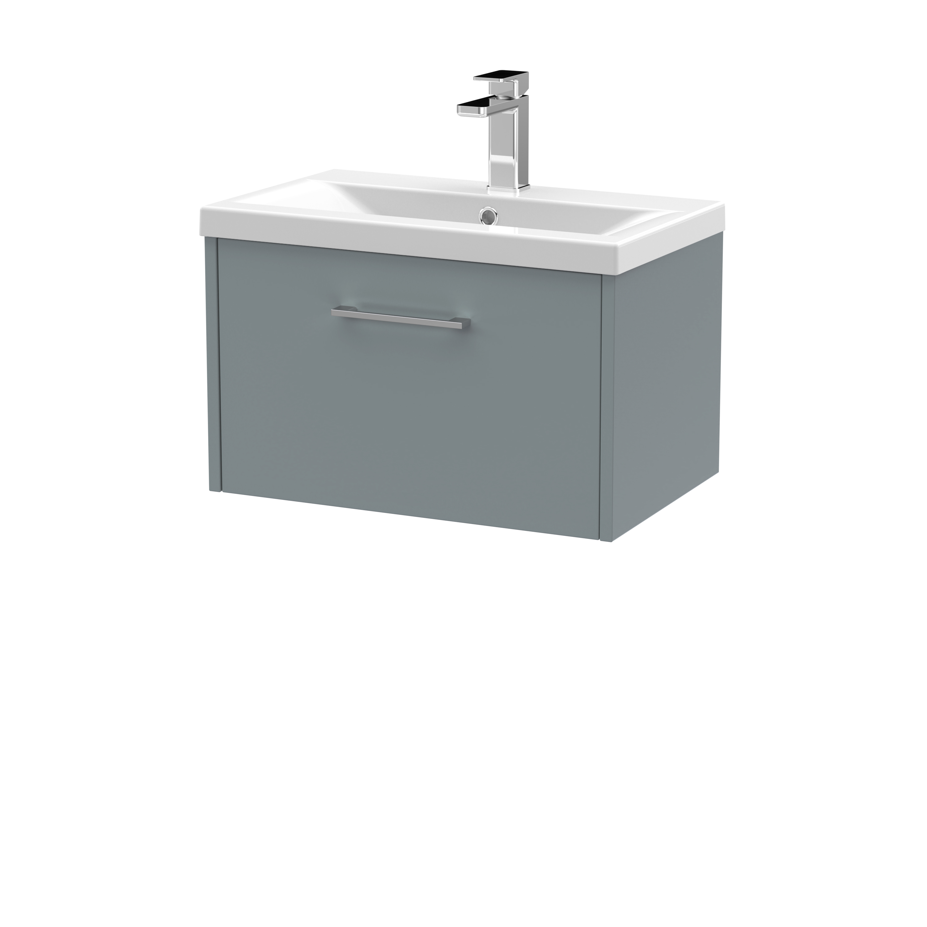 Hudson Reed Juno Coastal Grey 600mm Wall Hung Vanity Unit and Mid Edge Ceramic Basin JNU2322A
