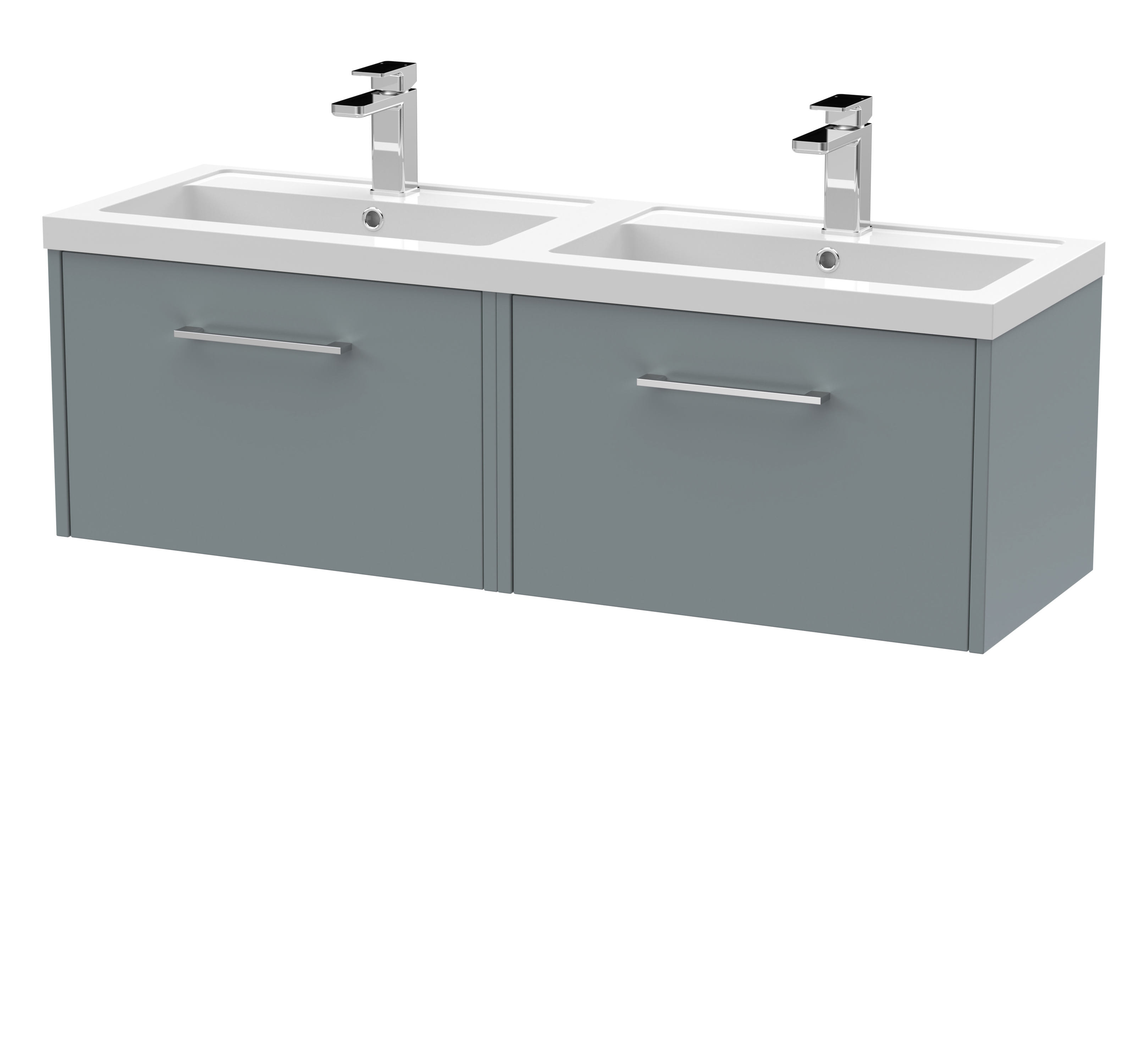 Hudson Reed Juno Coastal Grey 1200mm Wall Hung 2 Drawer Vanity Unit and Double Basin JNU2322C