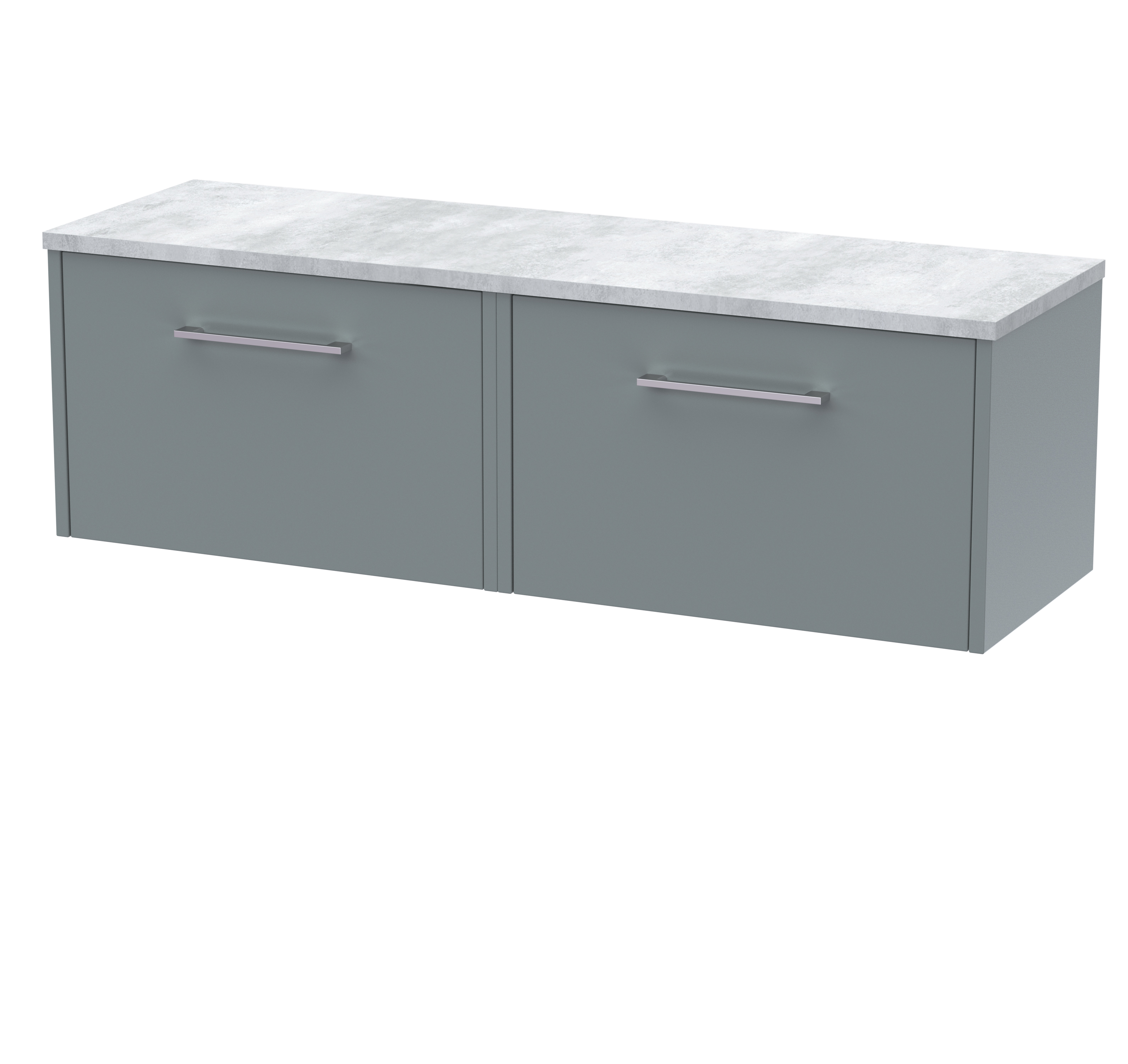 Hudson Reed Juno Coastal Grey 1200 Wall Hung 2 Drawer Vanity Unit and Laminate Worktop JNU2322LBG2