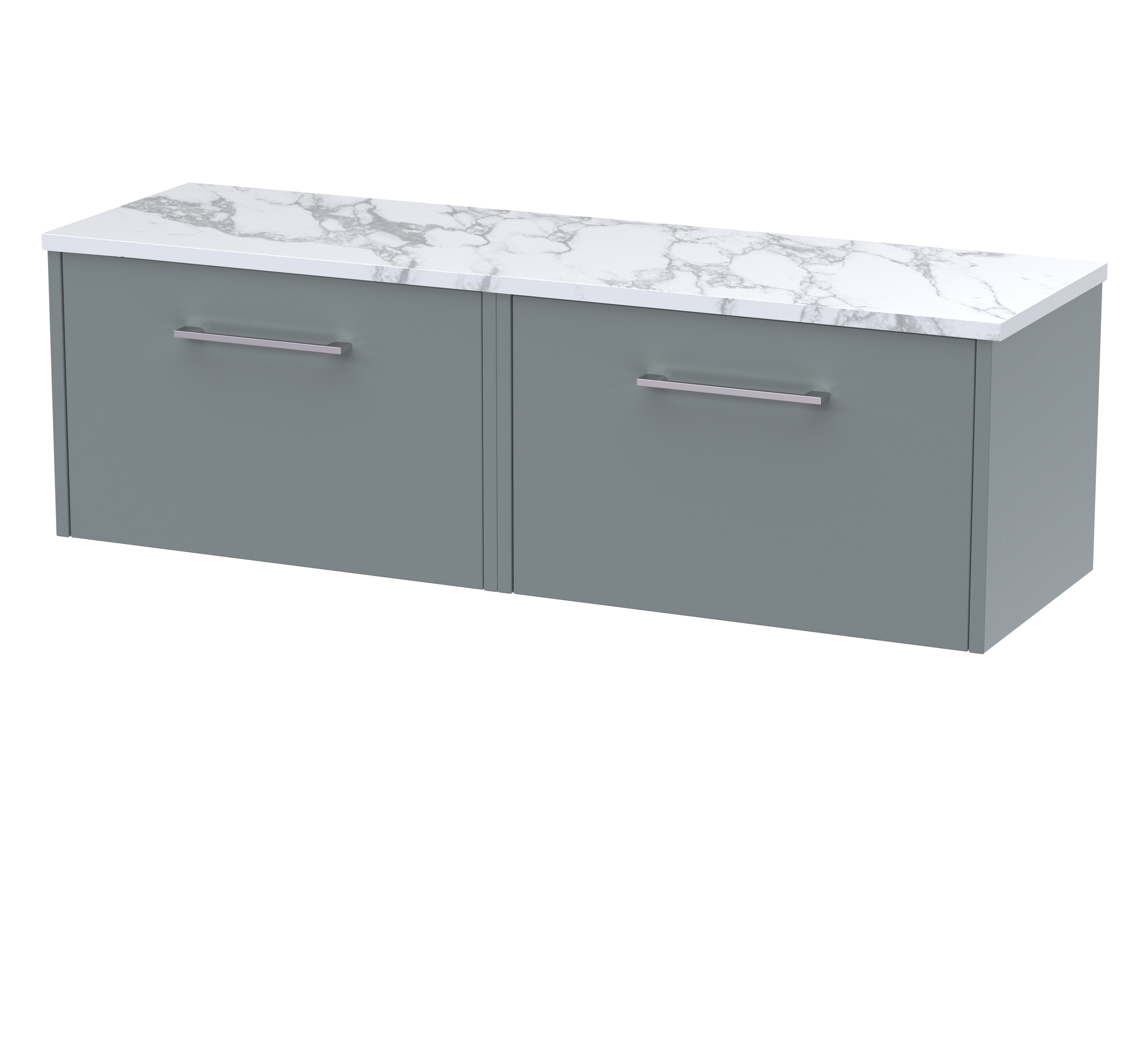 Hudson Reed Juno Coastal Grey 1200 Wall Hung 2 Drawer Vanity Unit and Laminate Worktop JNU2322LCM2