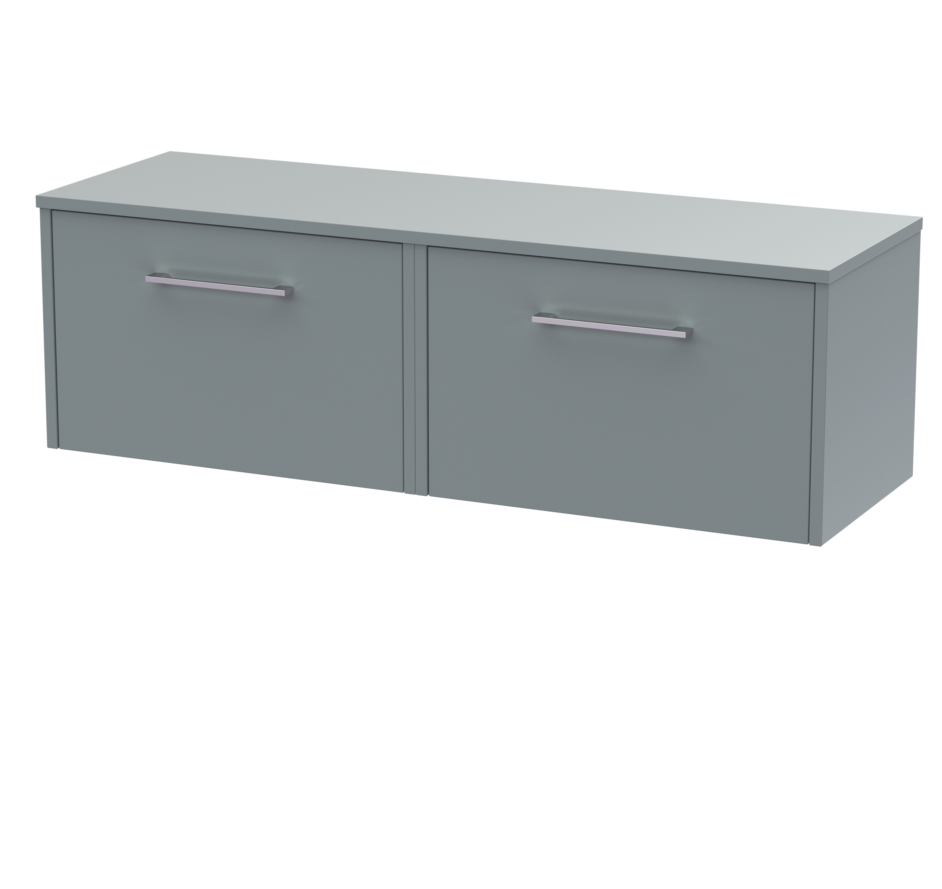 Hudson Reed Juno Coastal Grey 1200mm Wall Hung 2 Drawer Vanity Unit and Worktop JNU2322W2