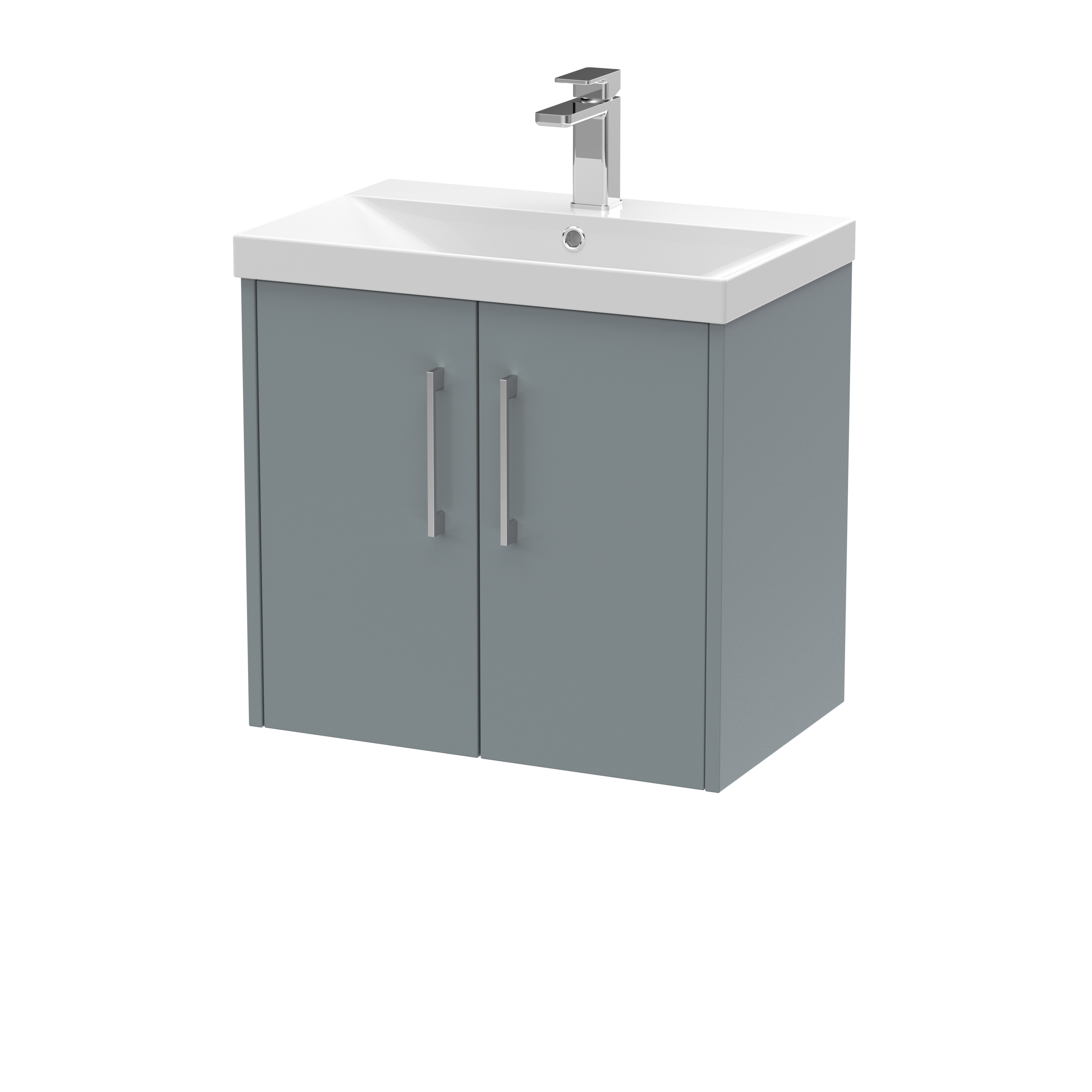 Hudson Reed Juno Coastal Grey 600mm Wall Hung 2 Door Vanity Unit and Thin Edge Basin JNU2323D