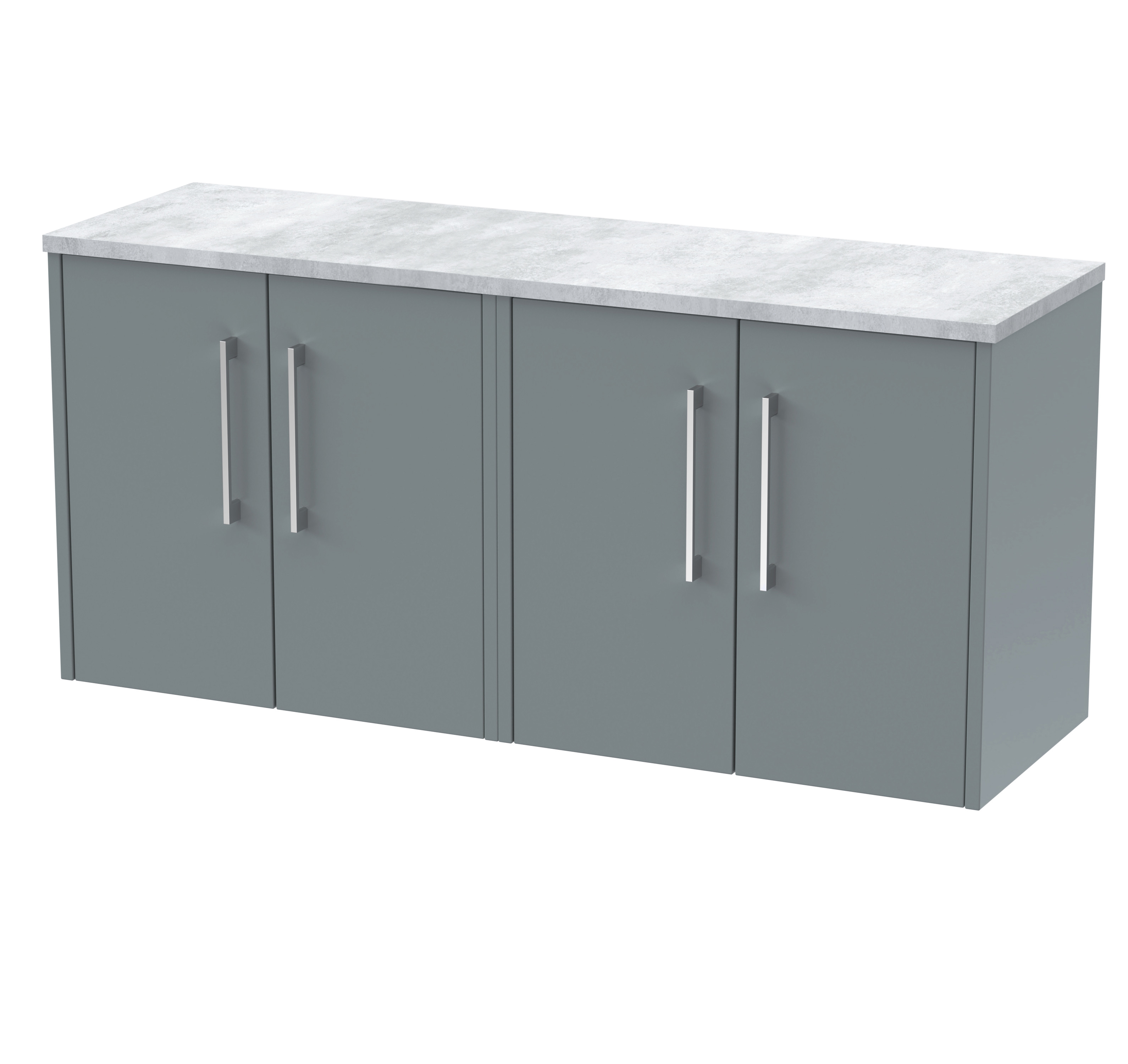 Hudson Reed Juno Coastal Grey 1200 Wall Hung 4 Door Vanity Unit and Laminate Worktop JNU2323LBG2