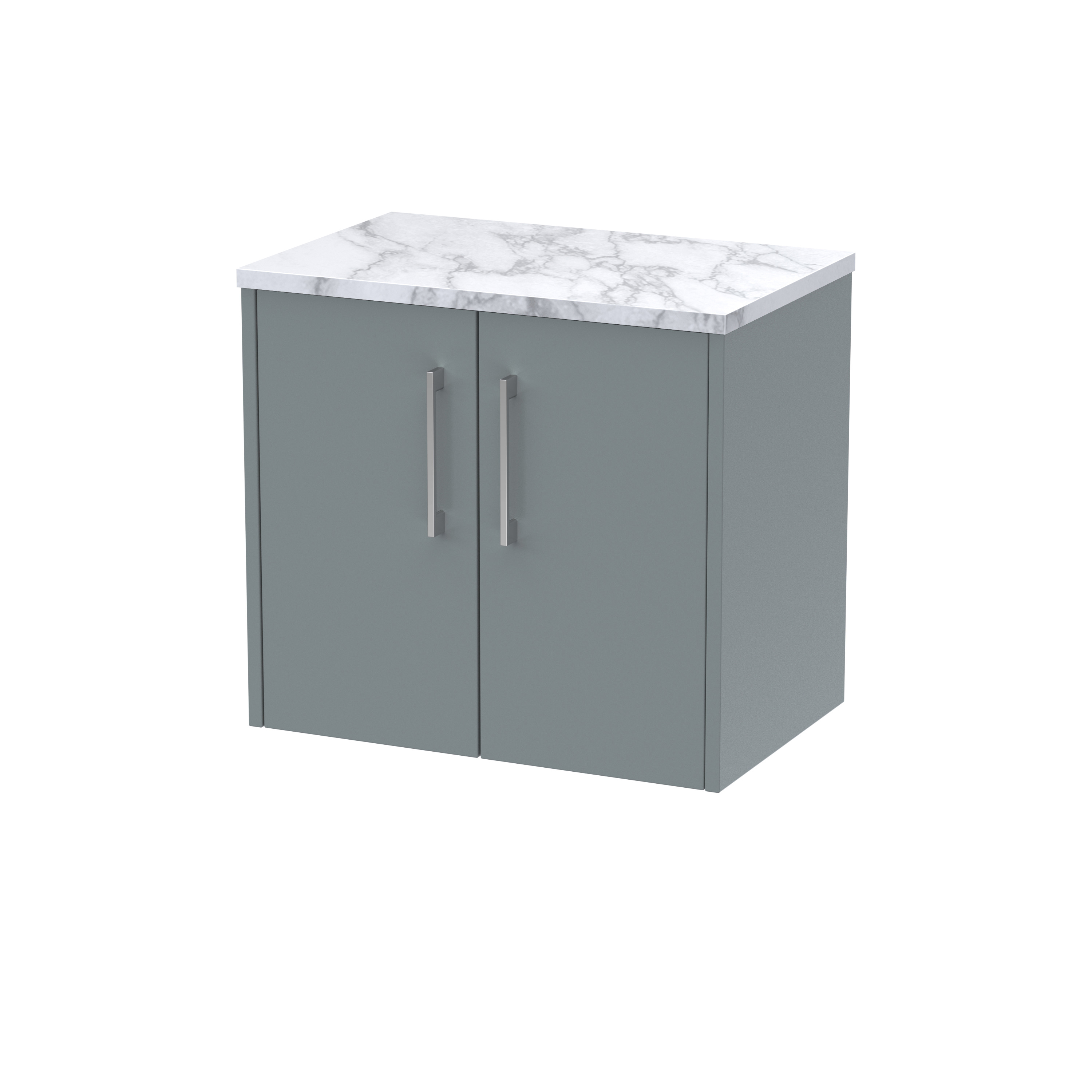 Hudson Reed Juno Coastal Grey 600 Wall Hung 2 Door Vanity Unit and Laminate Worktop JNU2323LCM