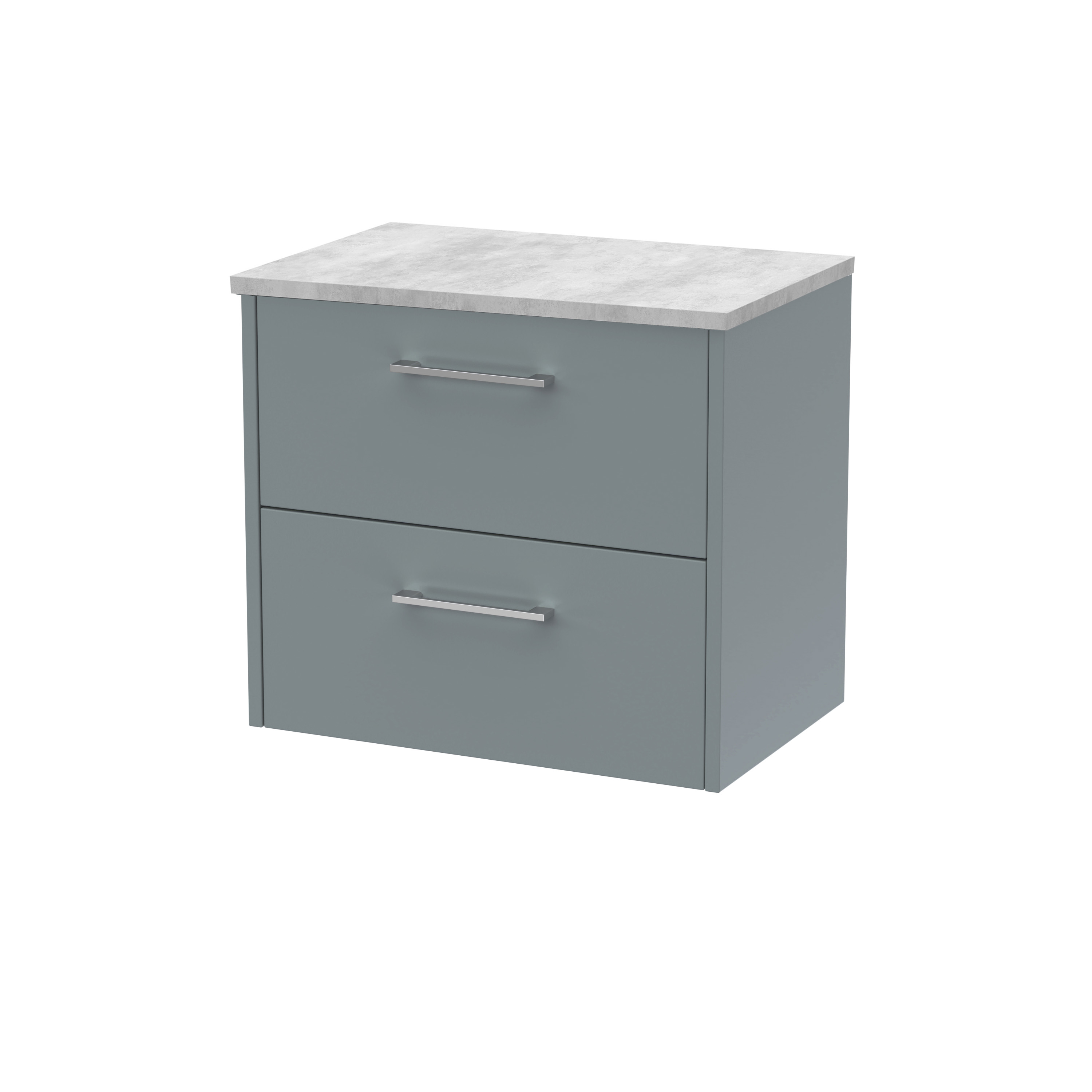 Hudson Reed Juno Coastal Grey 600mm Wall Hung 2 Drawer Vanity Unit and Laminate Top JNU2324LBG