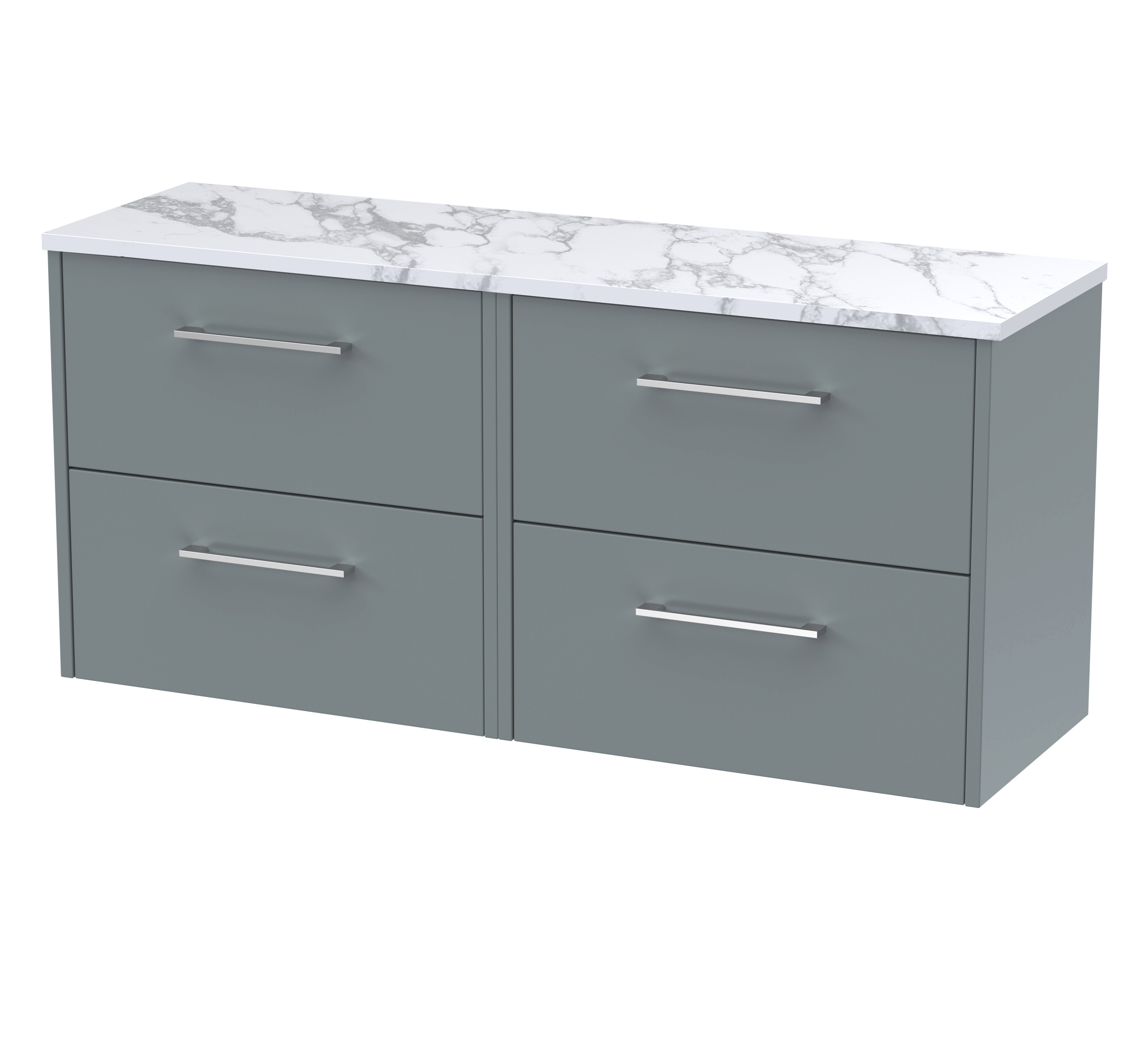 Hudson Reed Juno Coastal Grey 1200 Wall Hung 4 Drawer Vanity Unit and Laminate Worktop JNU2324LCM2