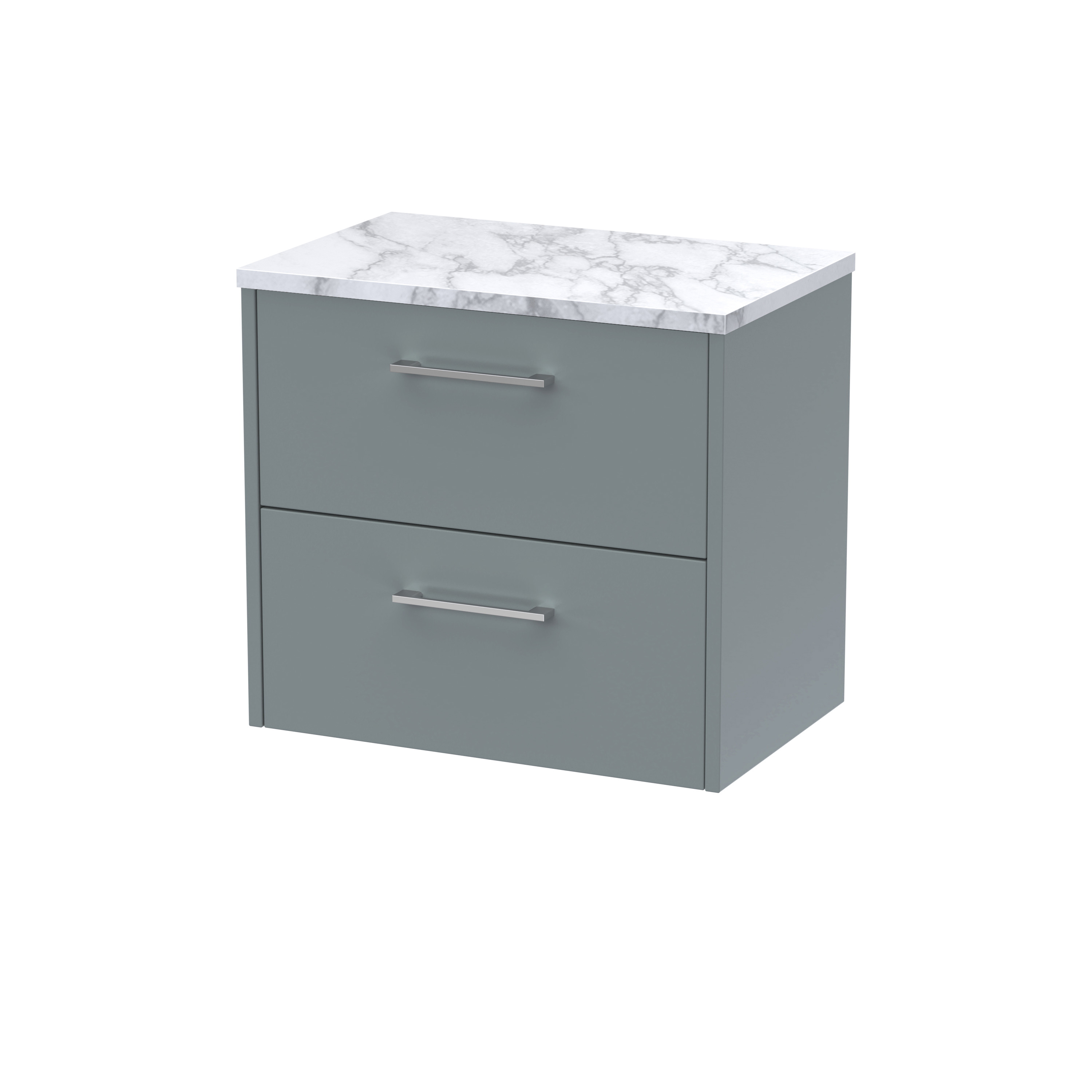 Hudson Reed Juno Coastal Grey 600 Wall Hung 2 Drawer Vanity Unit and Laminate Worktop JNU2324LCM