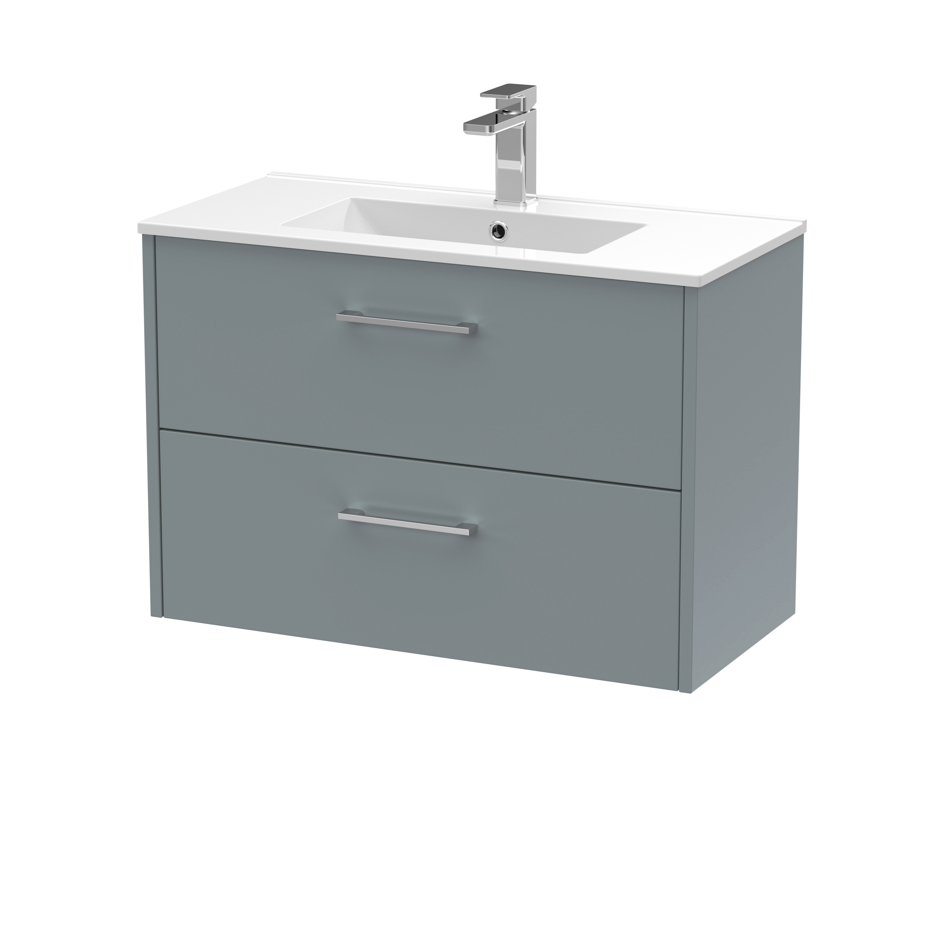 Hudson Reed Juno Coastal Grey 800mm Wall Hung 2 Drawer Vanity Unit and Basin JNU2326B