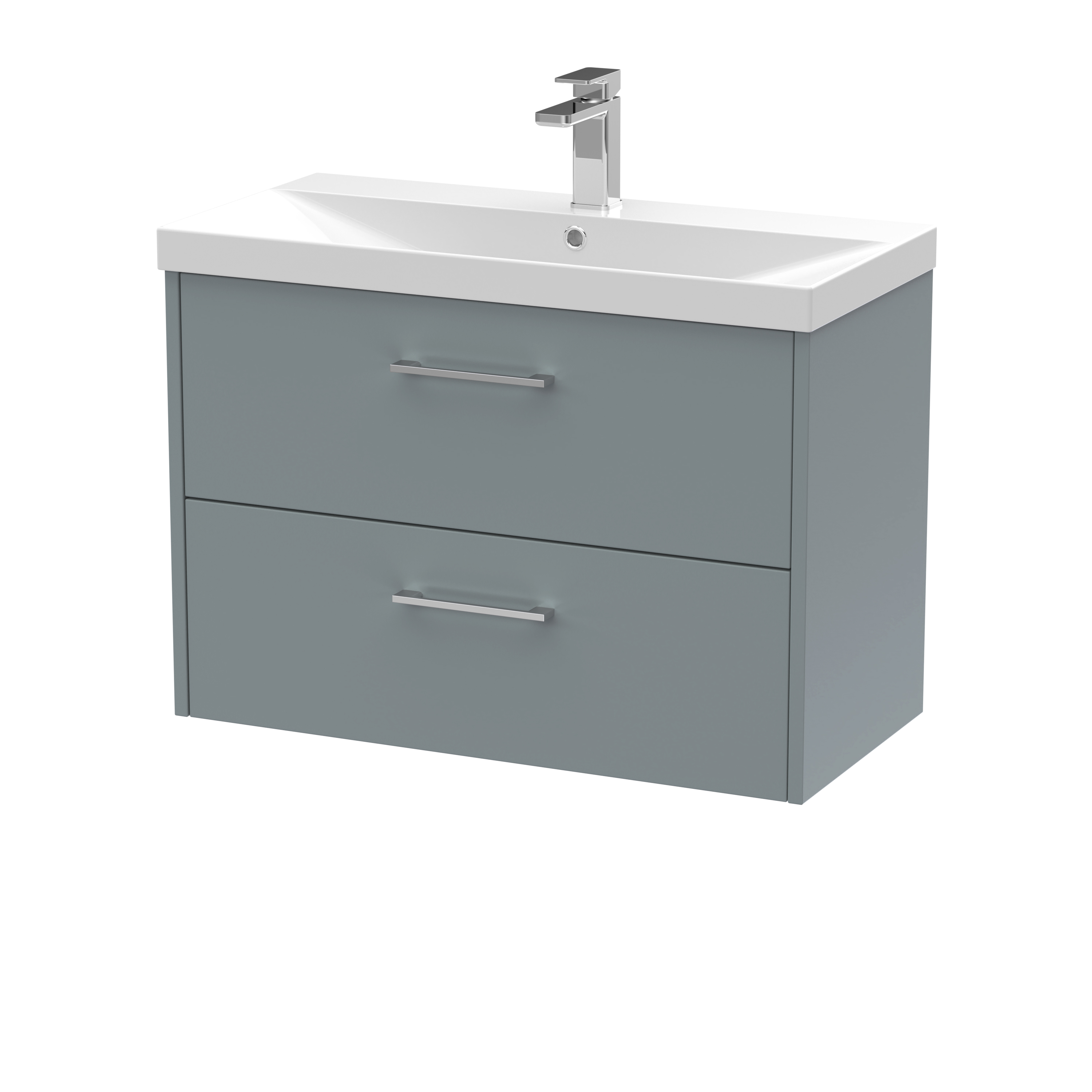 Hudson Reed Juno Coastal Grey 800mm Wall Hung 2 Drawer Vanity Unit and Thin Edge Basin JNU2326D