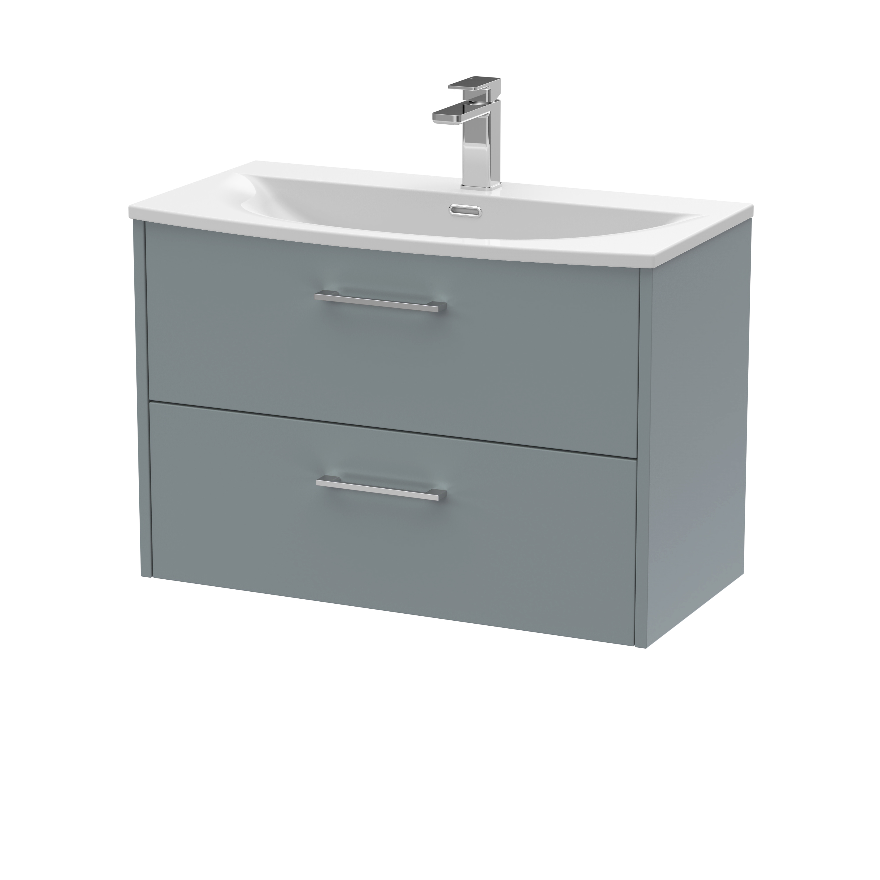 Hudson Reed Juno Coastal Grey 800mm Wall Hung 2 Drawer Vanity Unit and Curved Ceramic Basin JNU2326G