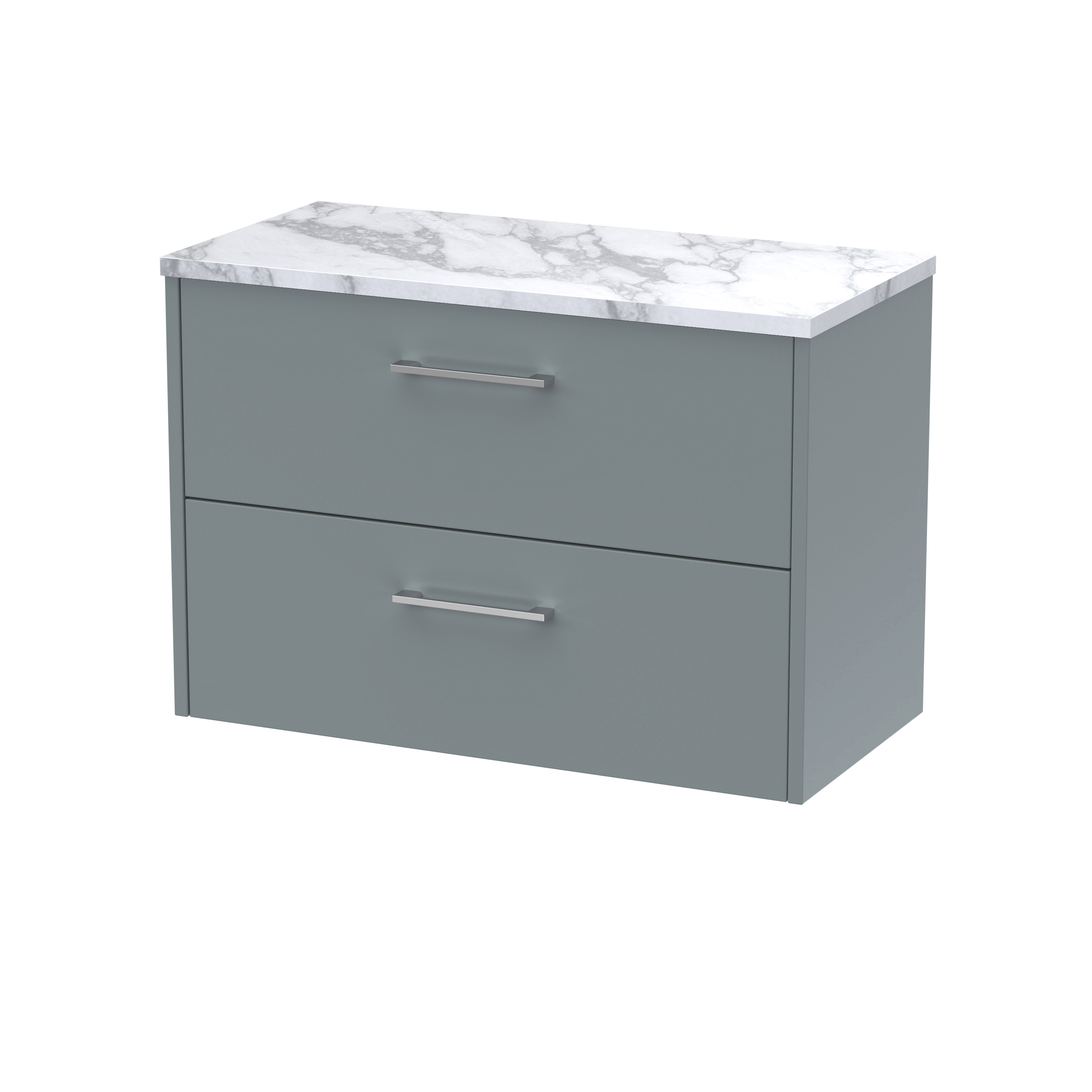 Hudson Reed Juno Coastal Grey 800 Wall Hung 2 Drawer Vanity Unit and Laminate Worktop JNU2326LCM