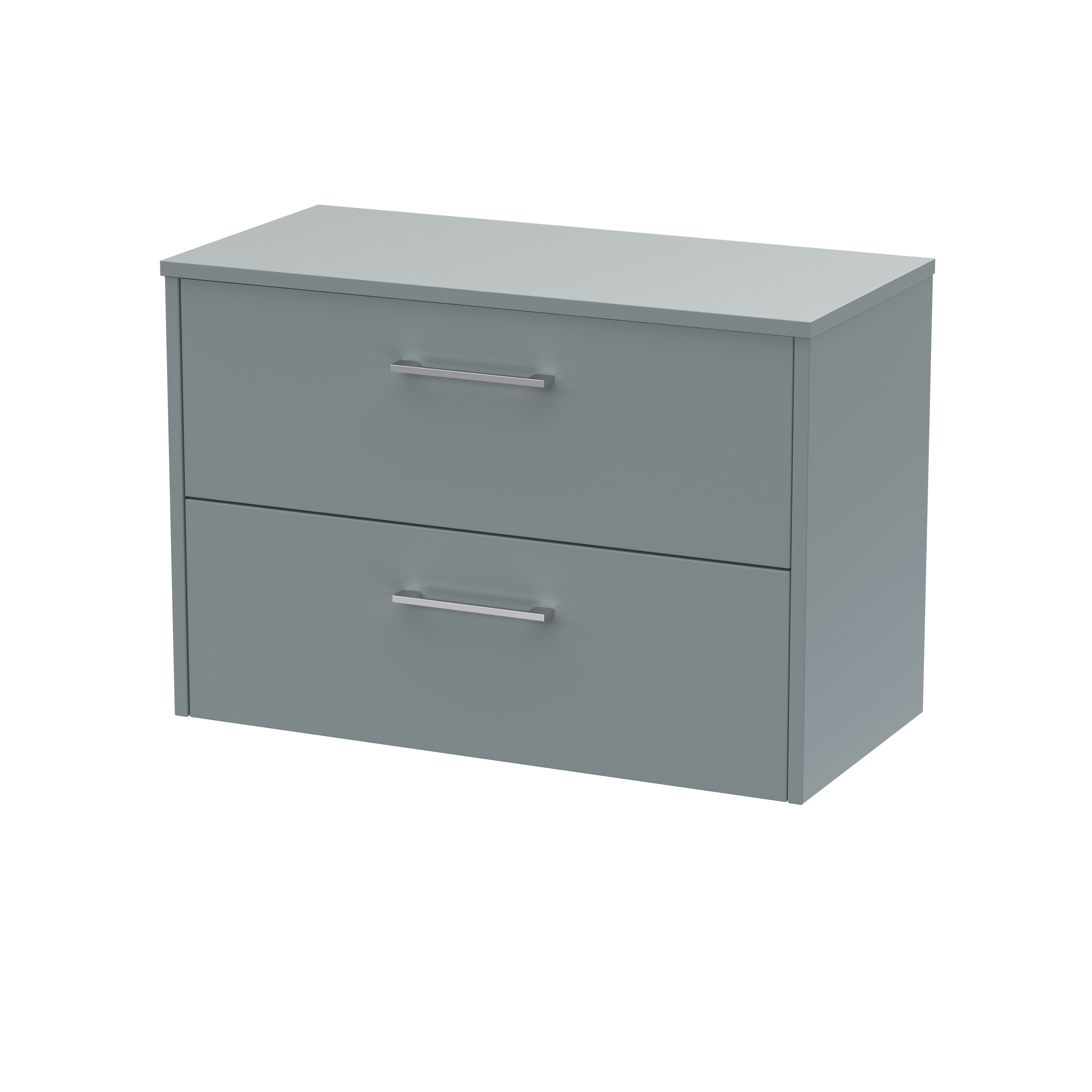 Hudson Reed Juno Coastal Grey 800mm Wall Hung 2 Drawer Vanity Unit and Worktop JNU2326W