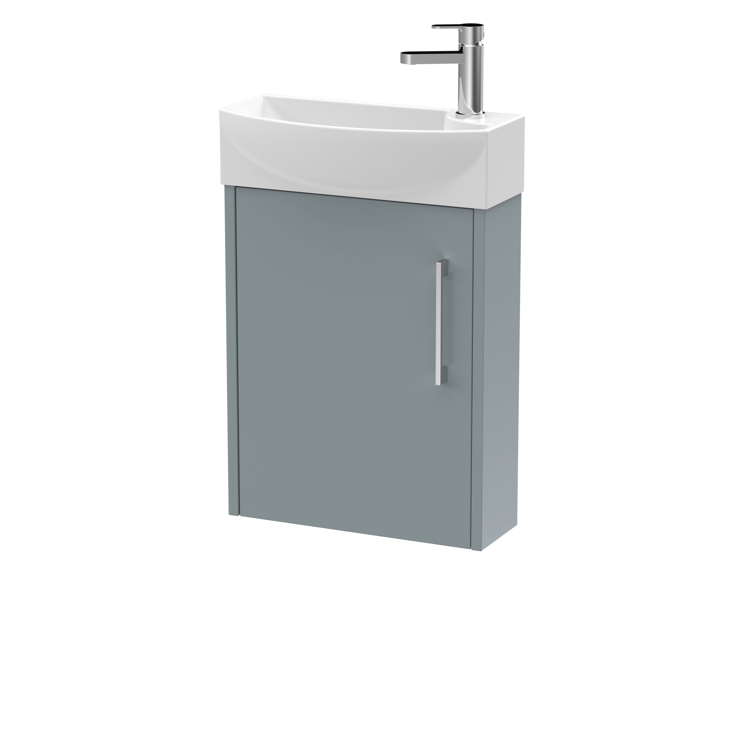 Hudson Reed Juno Compact Coastal Grey 440mm Wall Hung 1 Door Unit and 1TH Basin LH JNU2361L