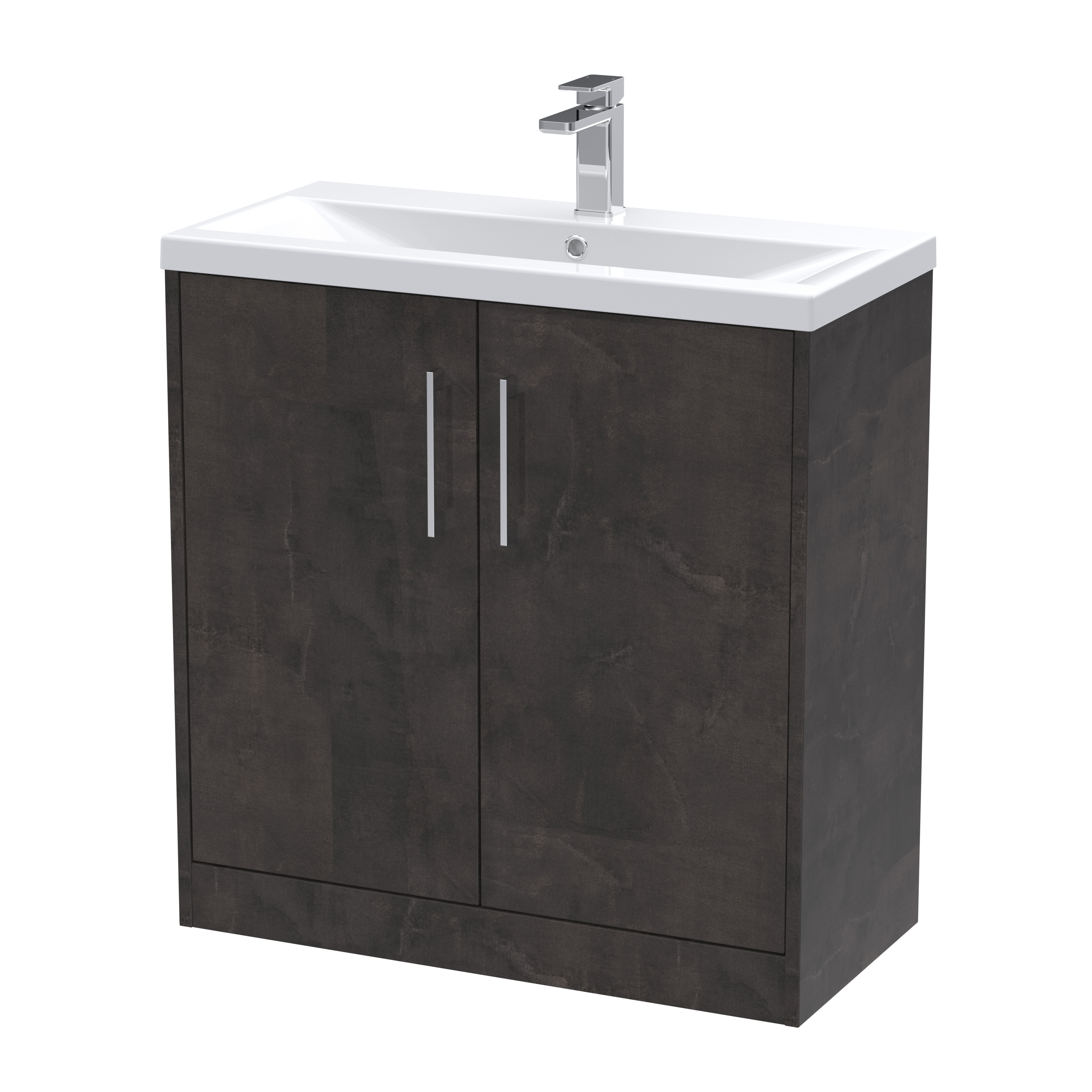 Hudson Reed Juno Metallic Slate 800mm Floor Standing 2 Door Vanity Unit and Mid Edge Ceramic Basin JNU2605A