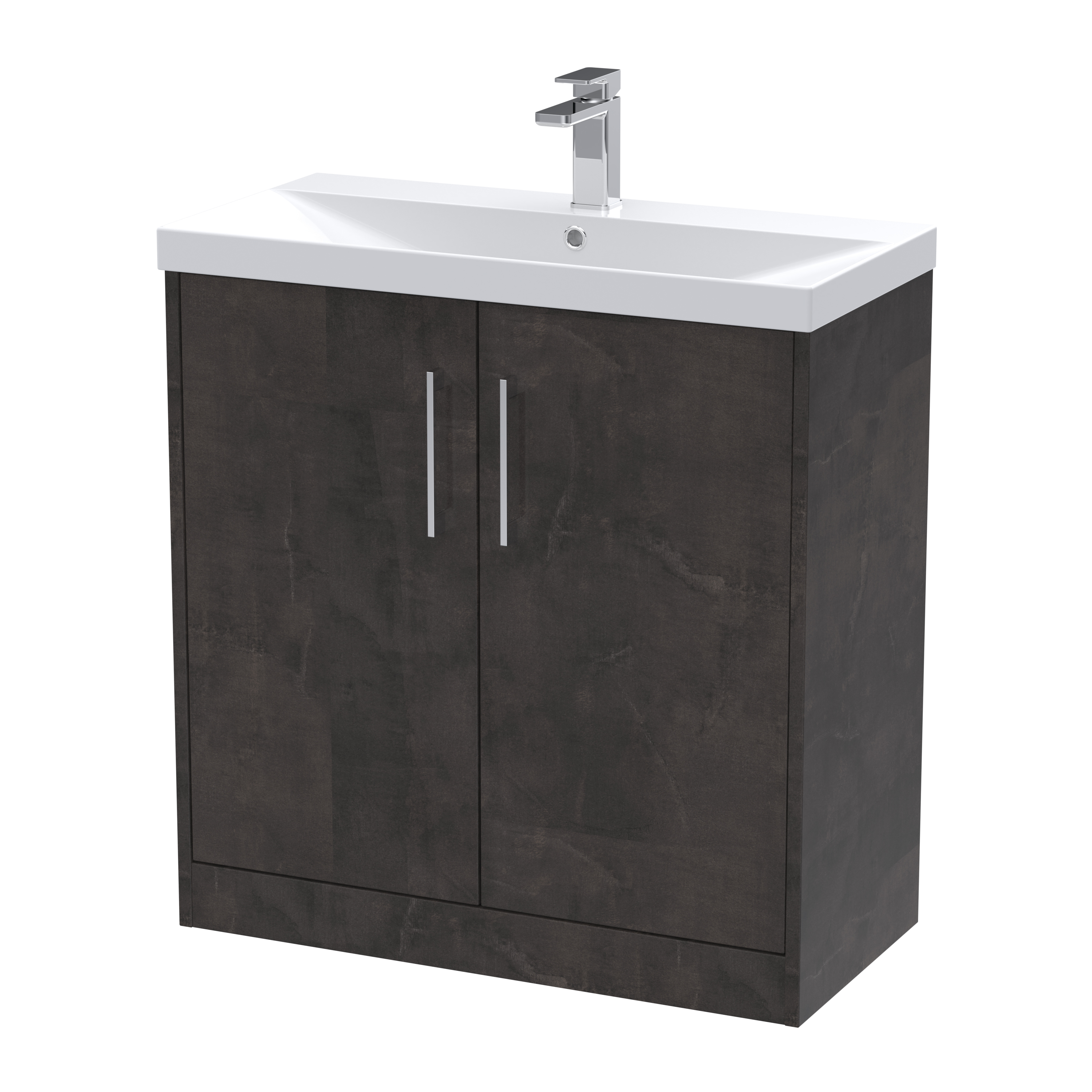 Hudson Reed Juno Metallic Slate 800mm Floor Standing 2 Door Vanity Unit and Thin Edge Basin JNU2605D