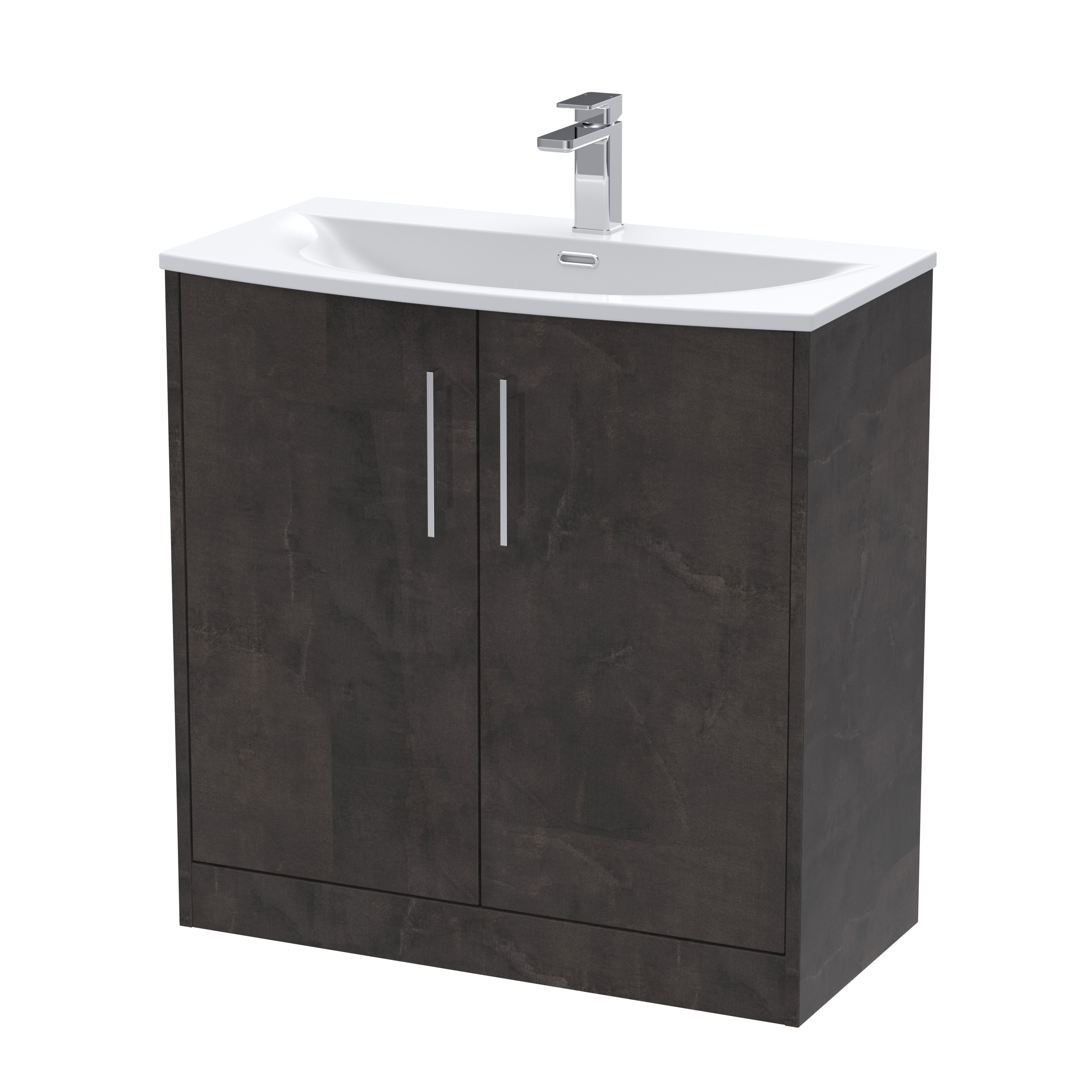 Hudson Reed Juno Metallic Slate 800mm Floor Standing 2 Door Vanity Unit and Curved Ceramic Basin JNU2605G