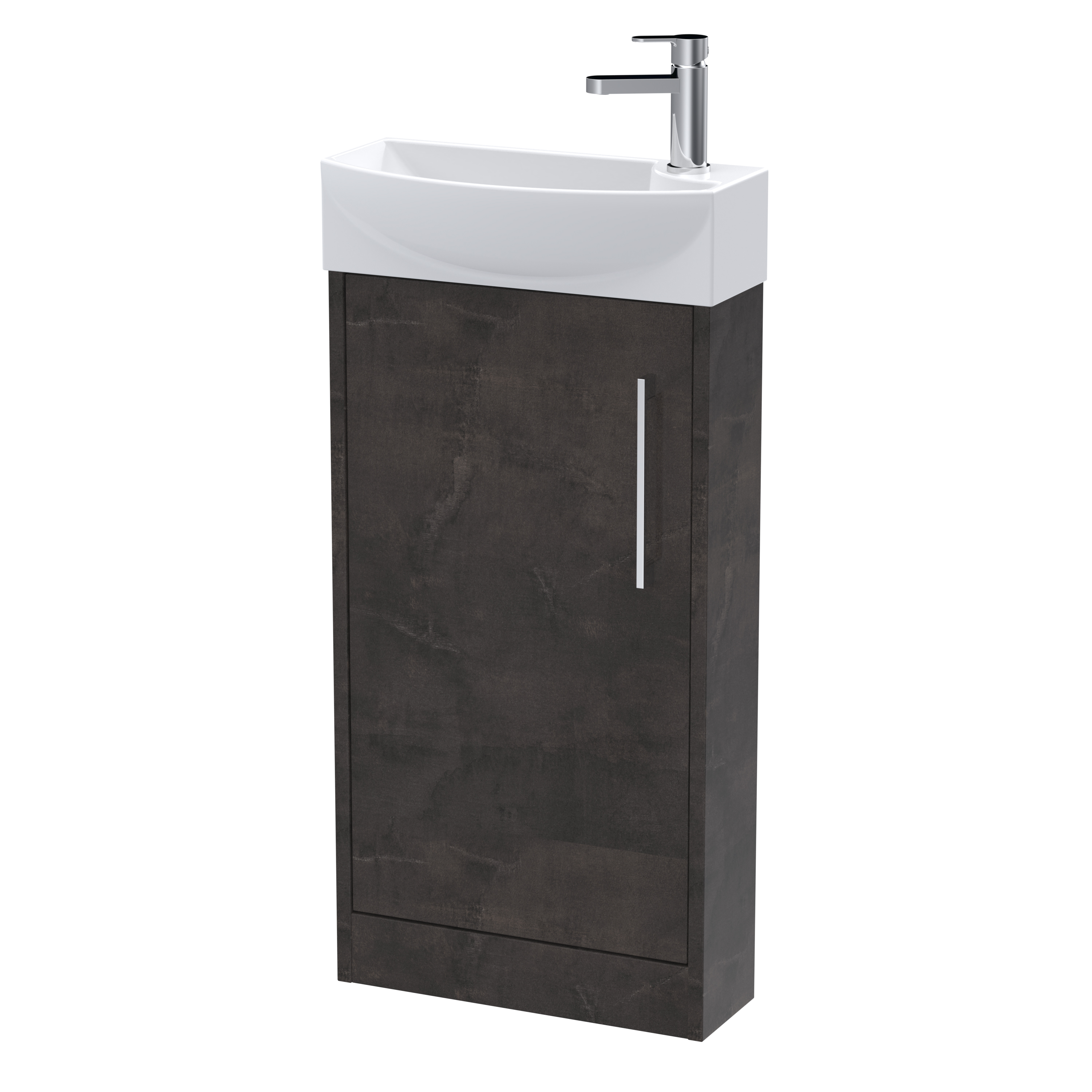 Hudson Reed Juno Compact Metallic Slate 440mm Floor Standing 1 Door Unit and 1TH Basin LH JNU2621L