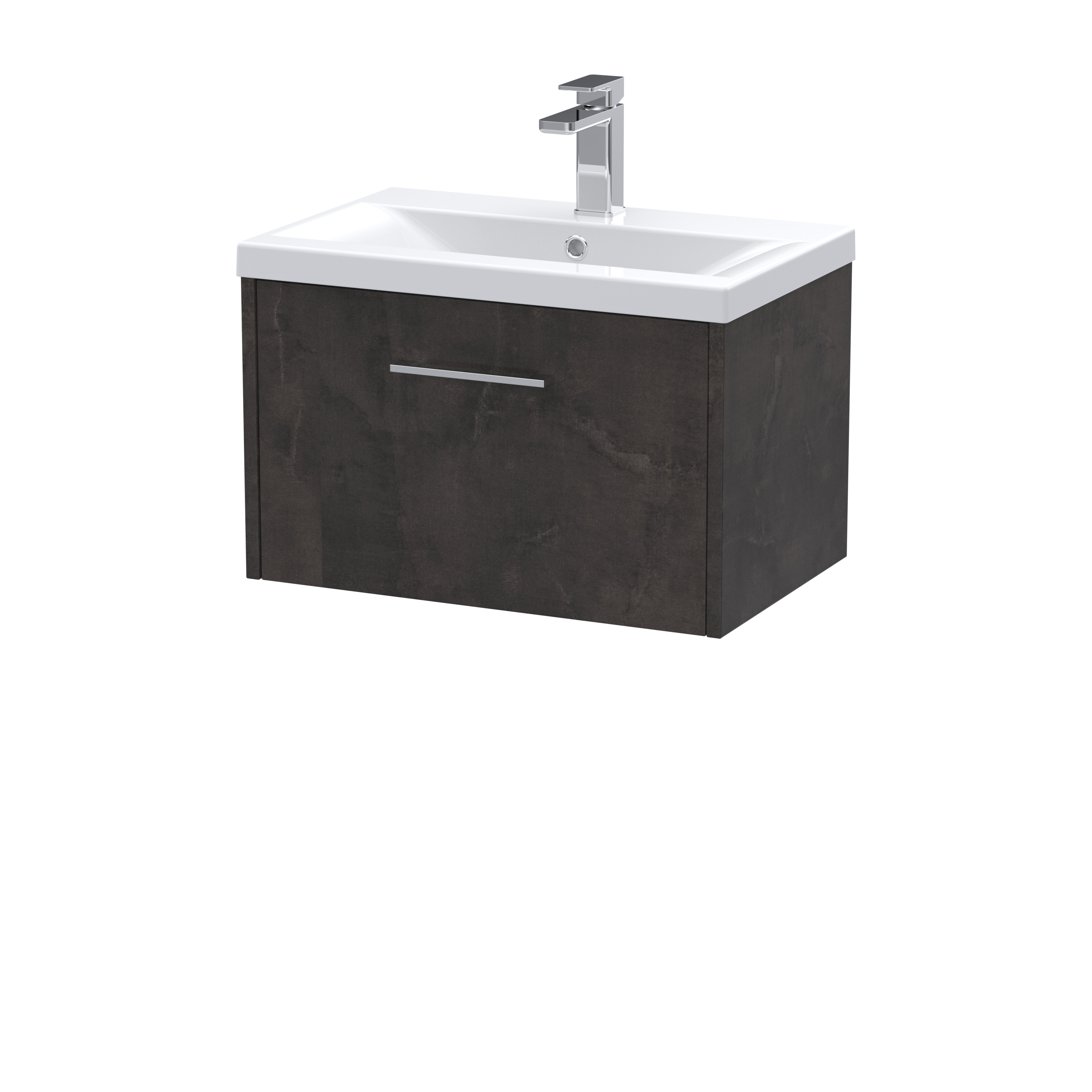 Hudson Reed Juno Metallic Slate 600mm Wall Hung 1 Drawer Vanity Unit and Basin JNU2622A