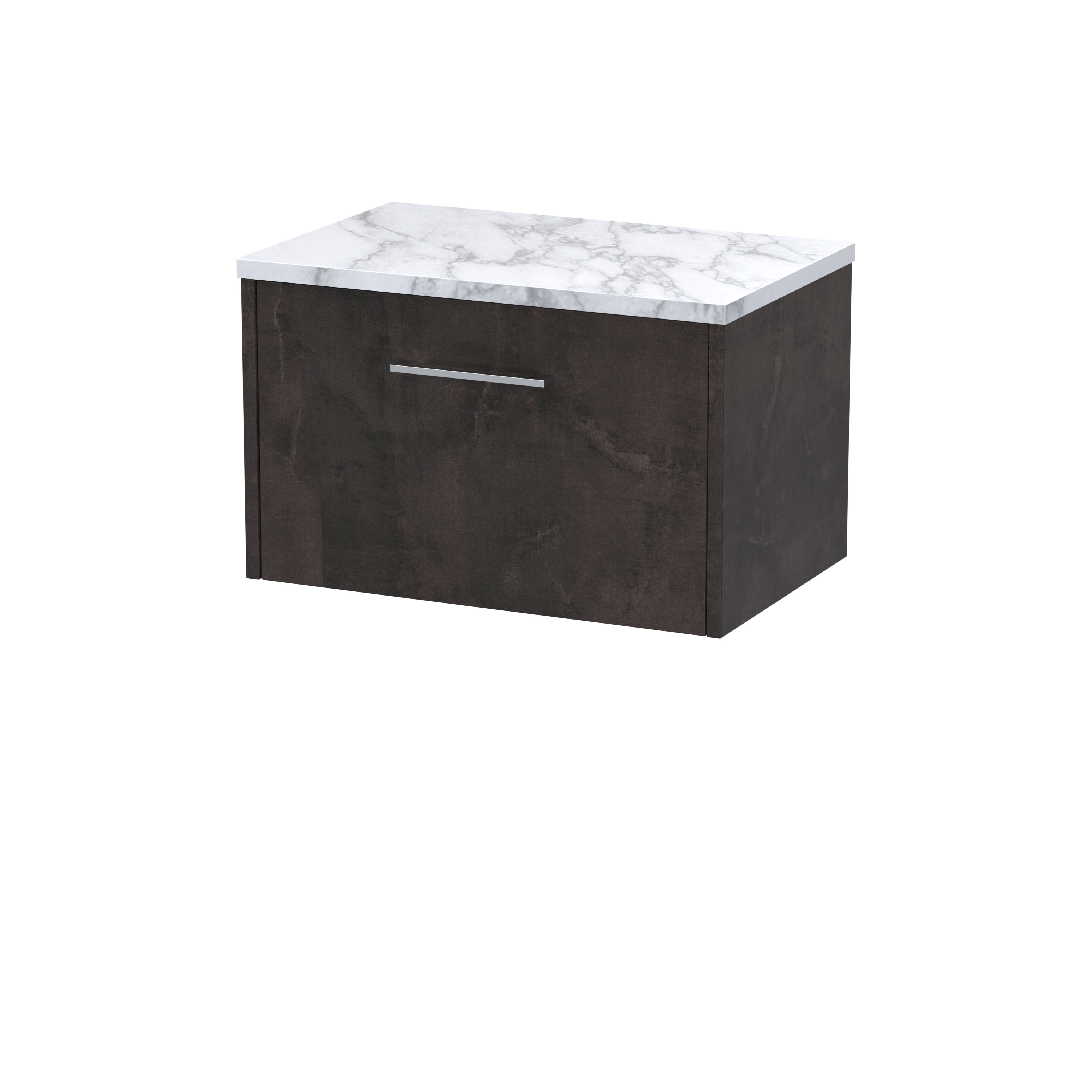 Hudson Reed Juno Metallic Slate 600 Wall Hung 1 Drawer Vanity Unit and Laminate Worktop JNU2622LCM
